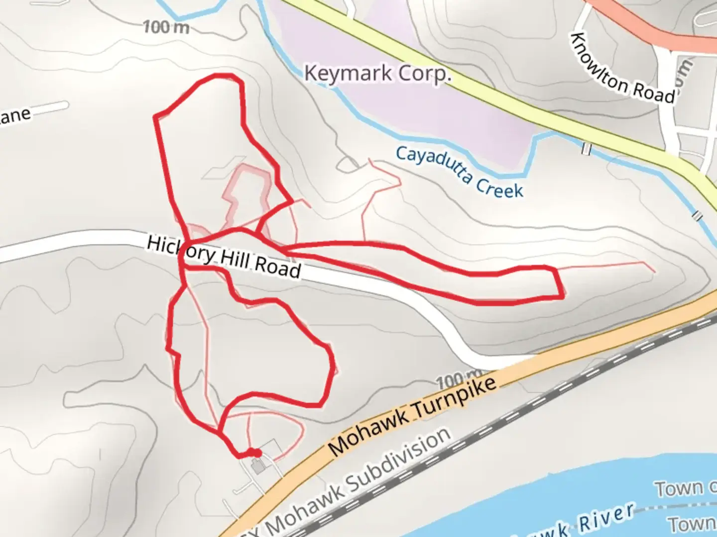 An image depicting the trail Cayadutta Creek from Mohawk Turnpike and its surrounding area.