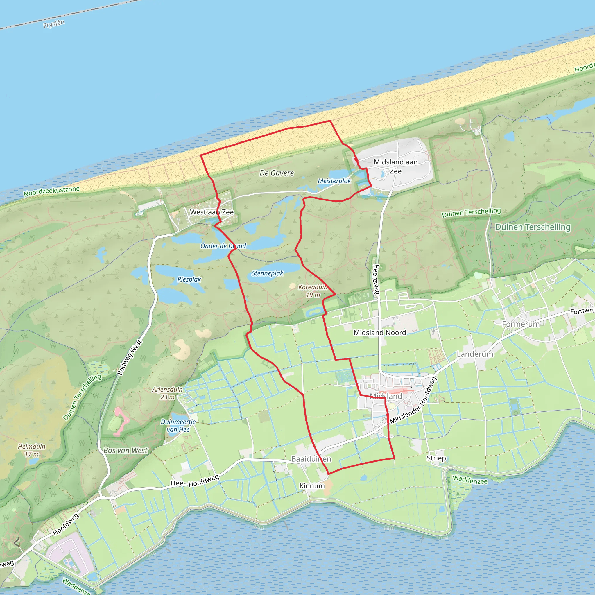 Peerekuil and Duinen Terschelling Loop mobile static map