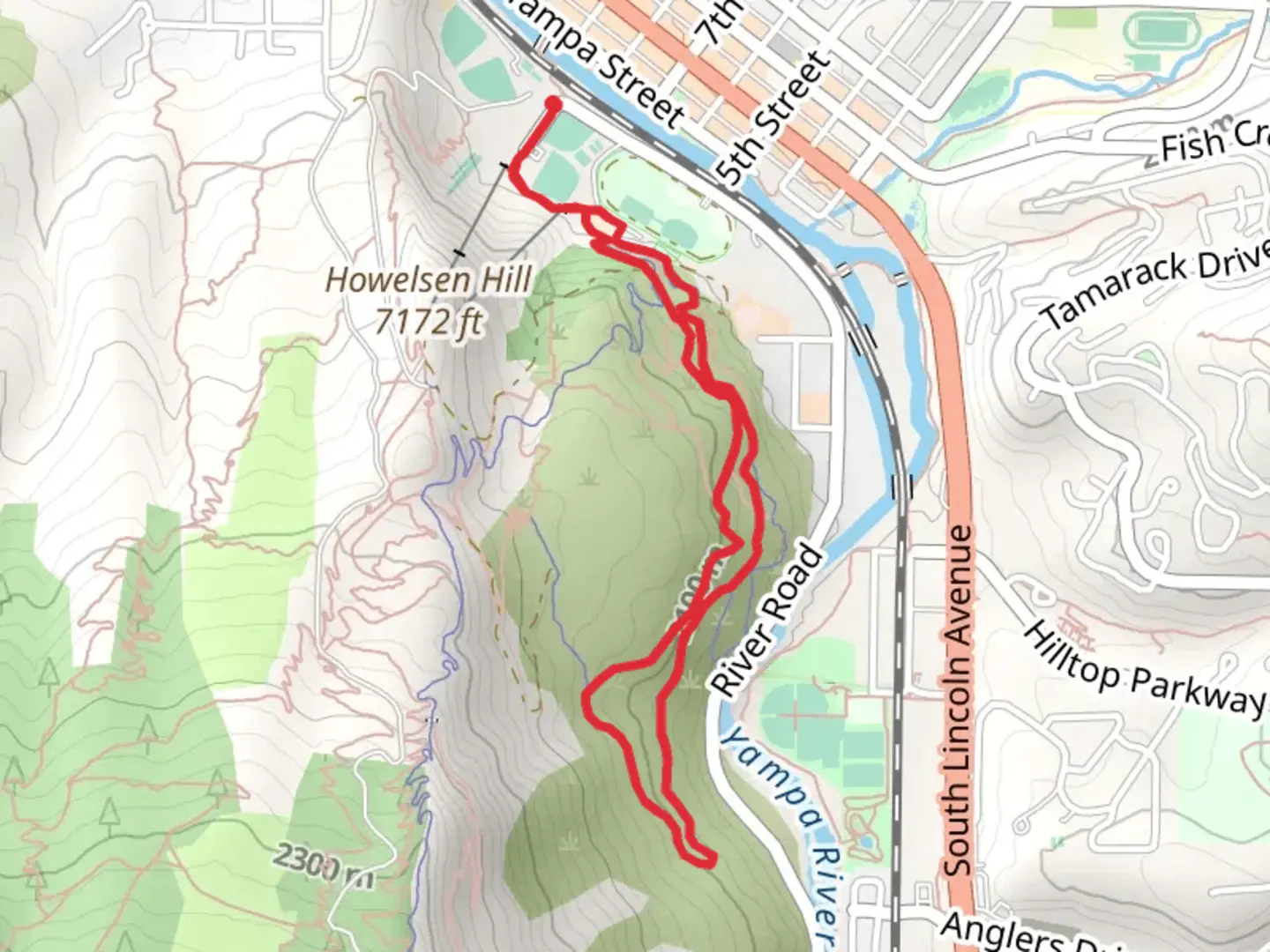 An image depicting the trail Bluffs Loop and its surrounding area.