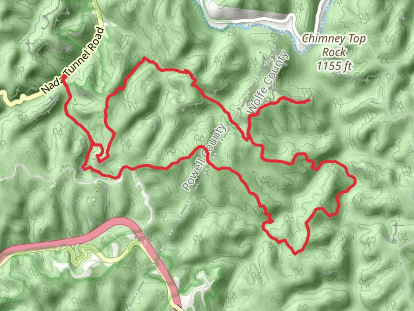 An image depicting the trail Rough, Hanson's Point and Koomer Ridge Loop Trail and its surrounding area.