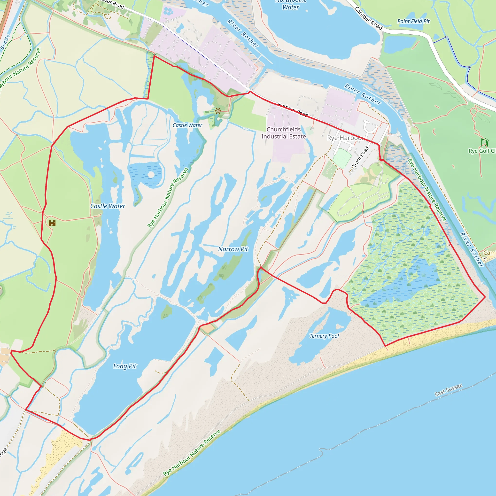 Rye Harbour Circular mobile static map