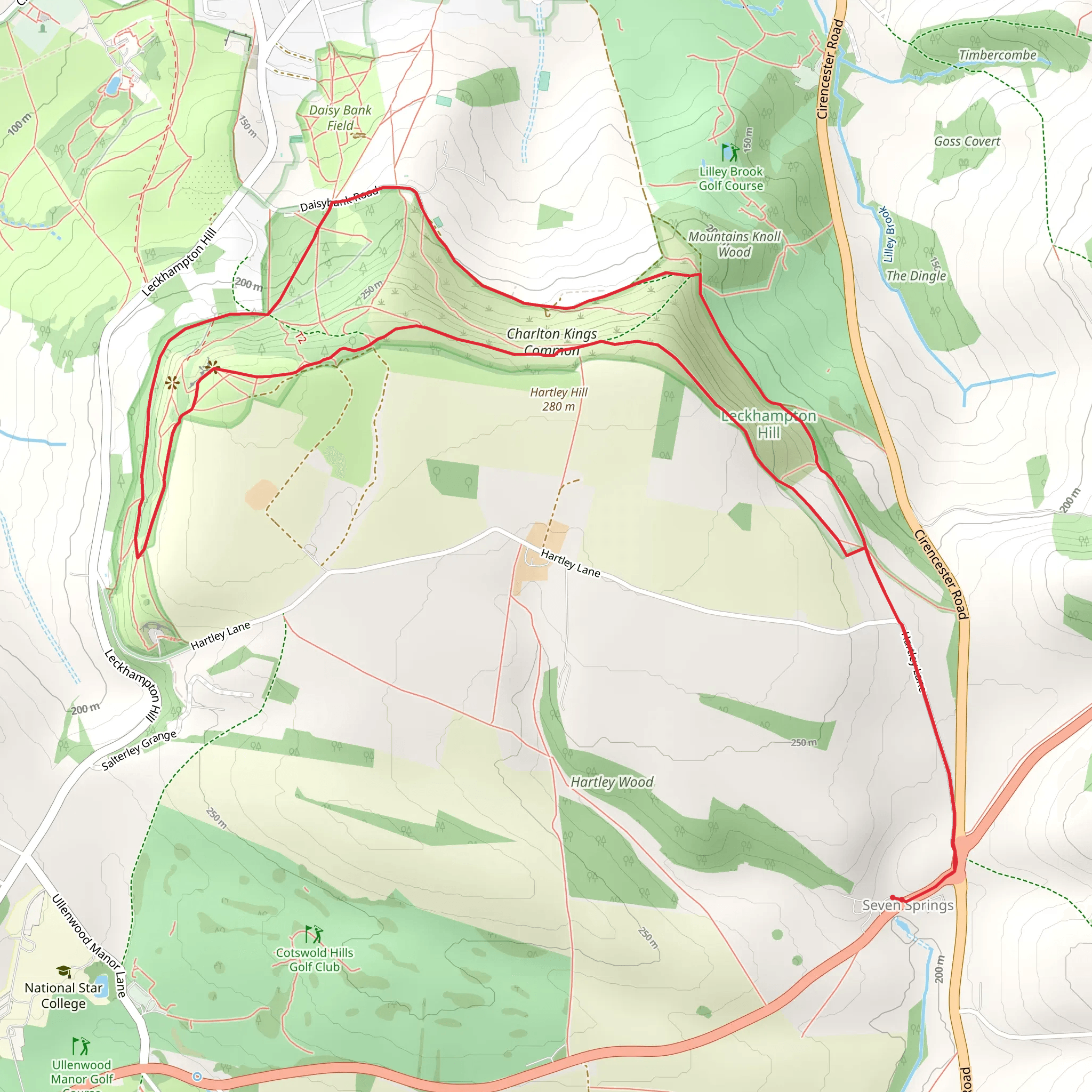 The Leckhampton Loop mobile static map