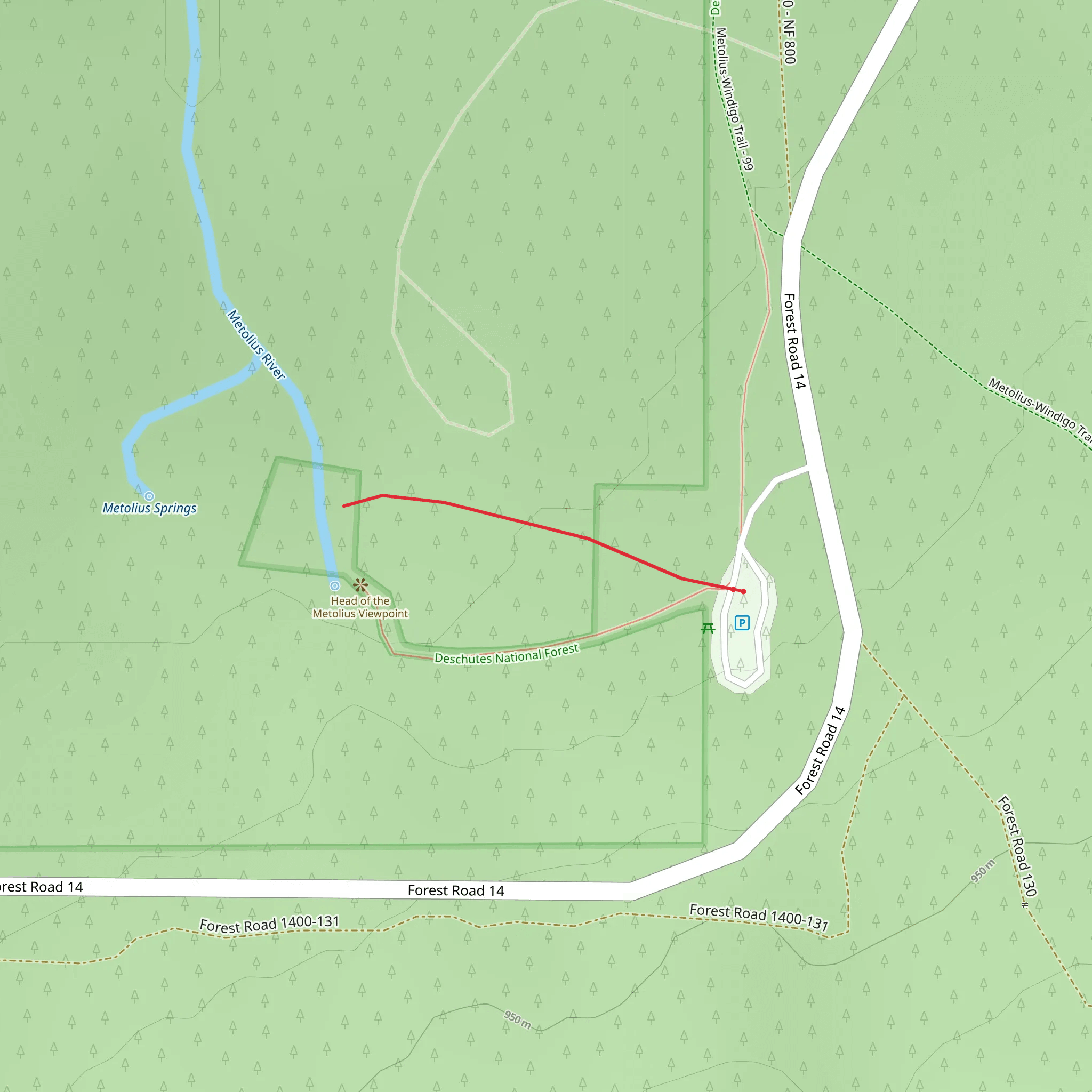 Head of Metolius Trail mobile static map