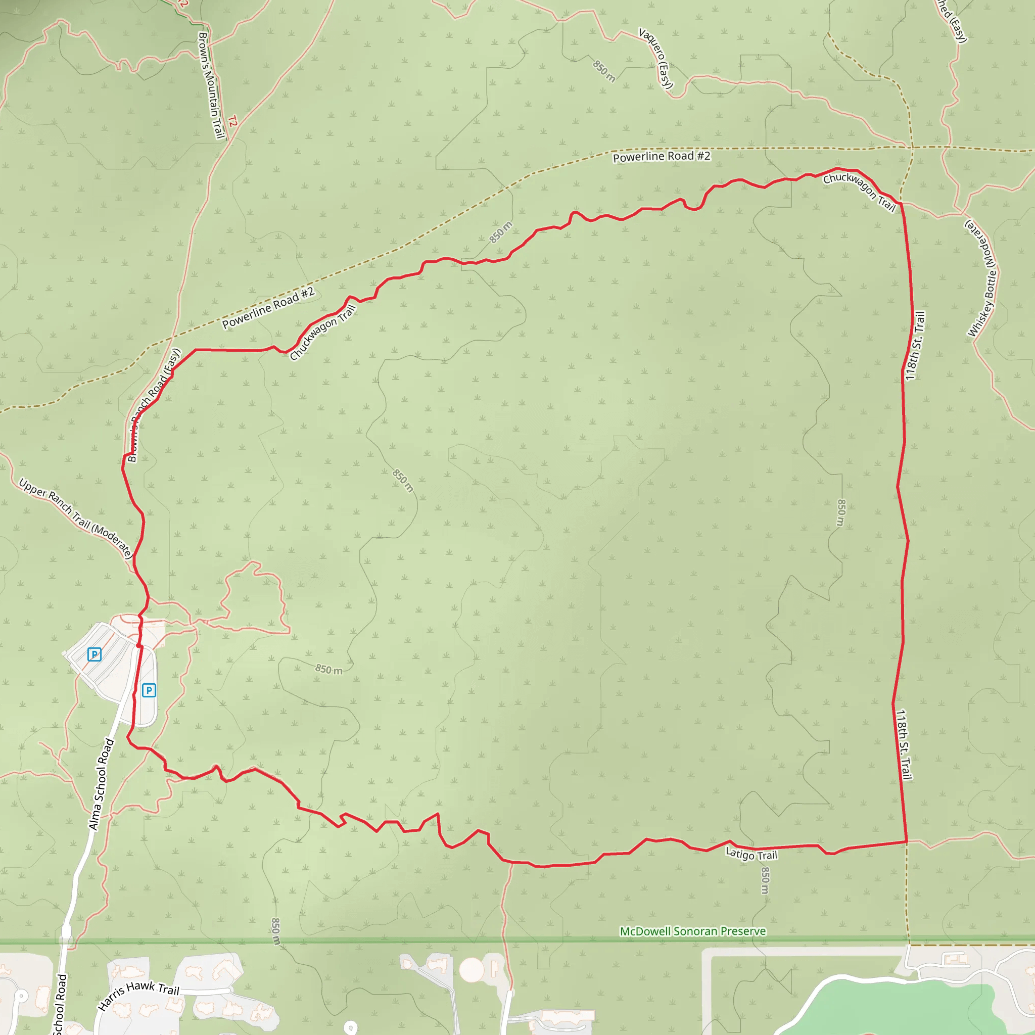 Latigo and Chuckwagon Loop Trail mobile static map