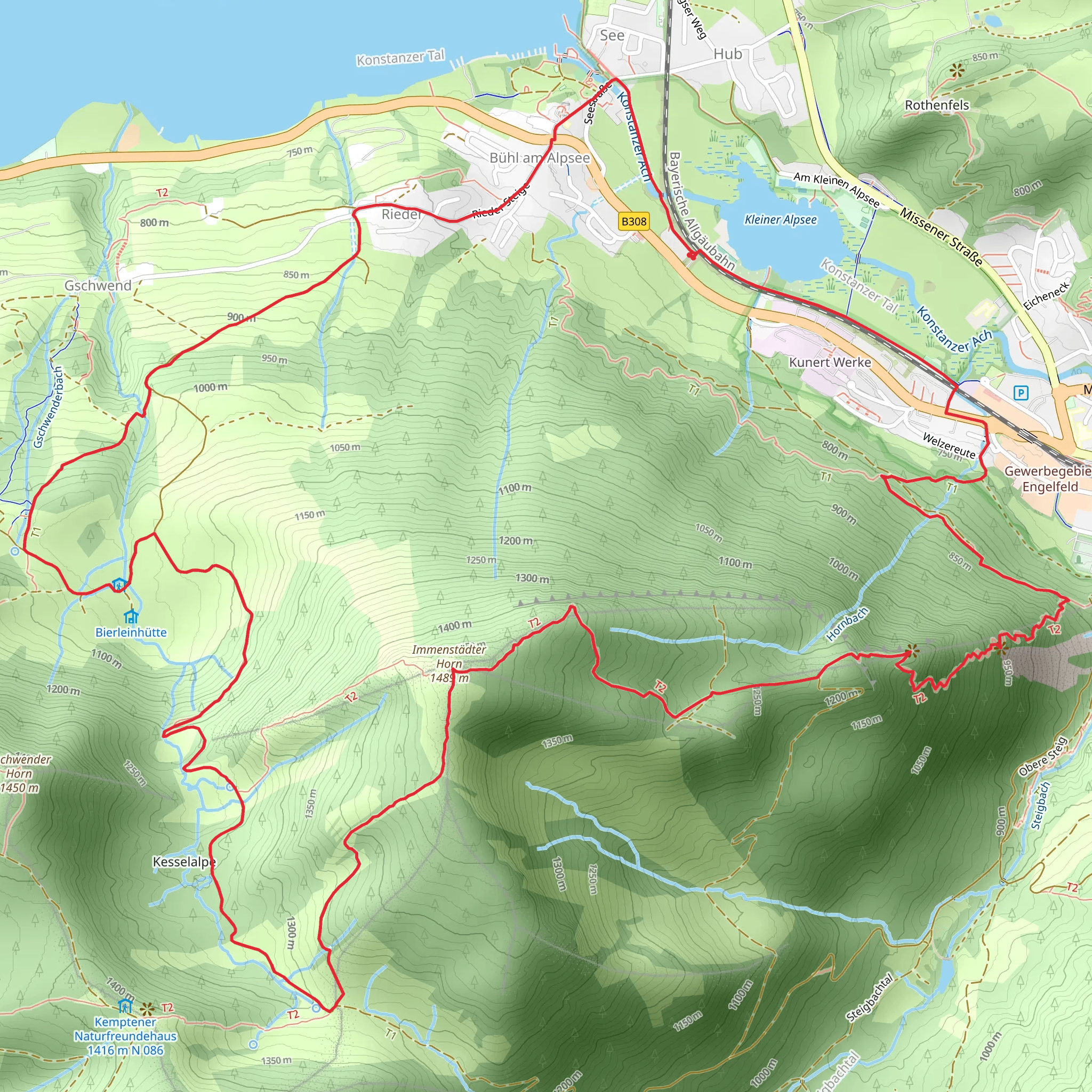 Immenstädter Horn Peak Loop via Wanderwegenetz Immenstadt mobile static map