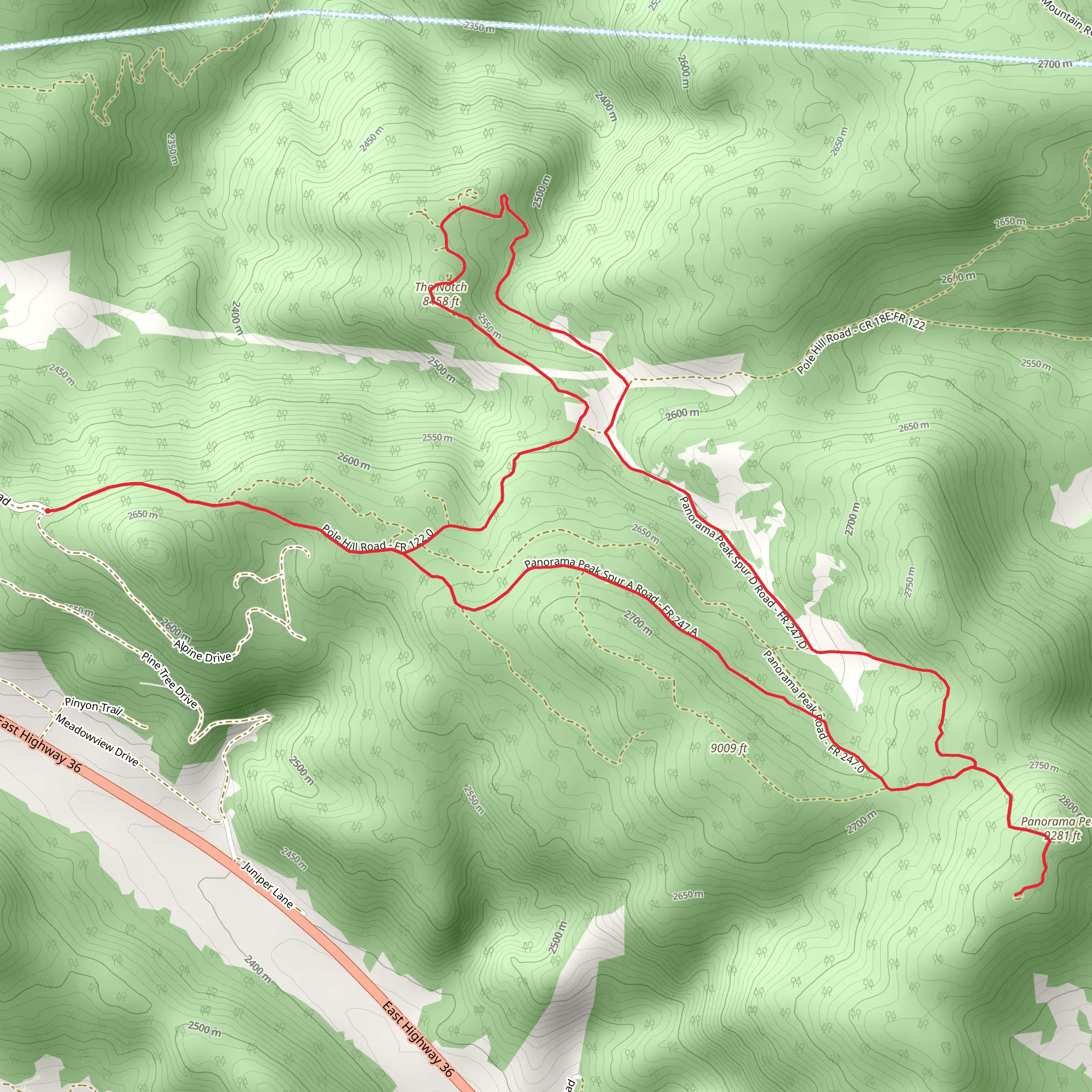 Panorama Peak and The Notch Loop mobile static map