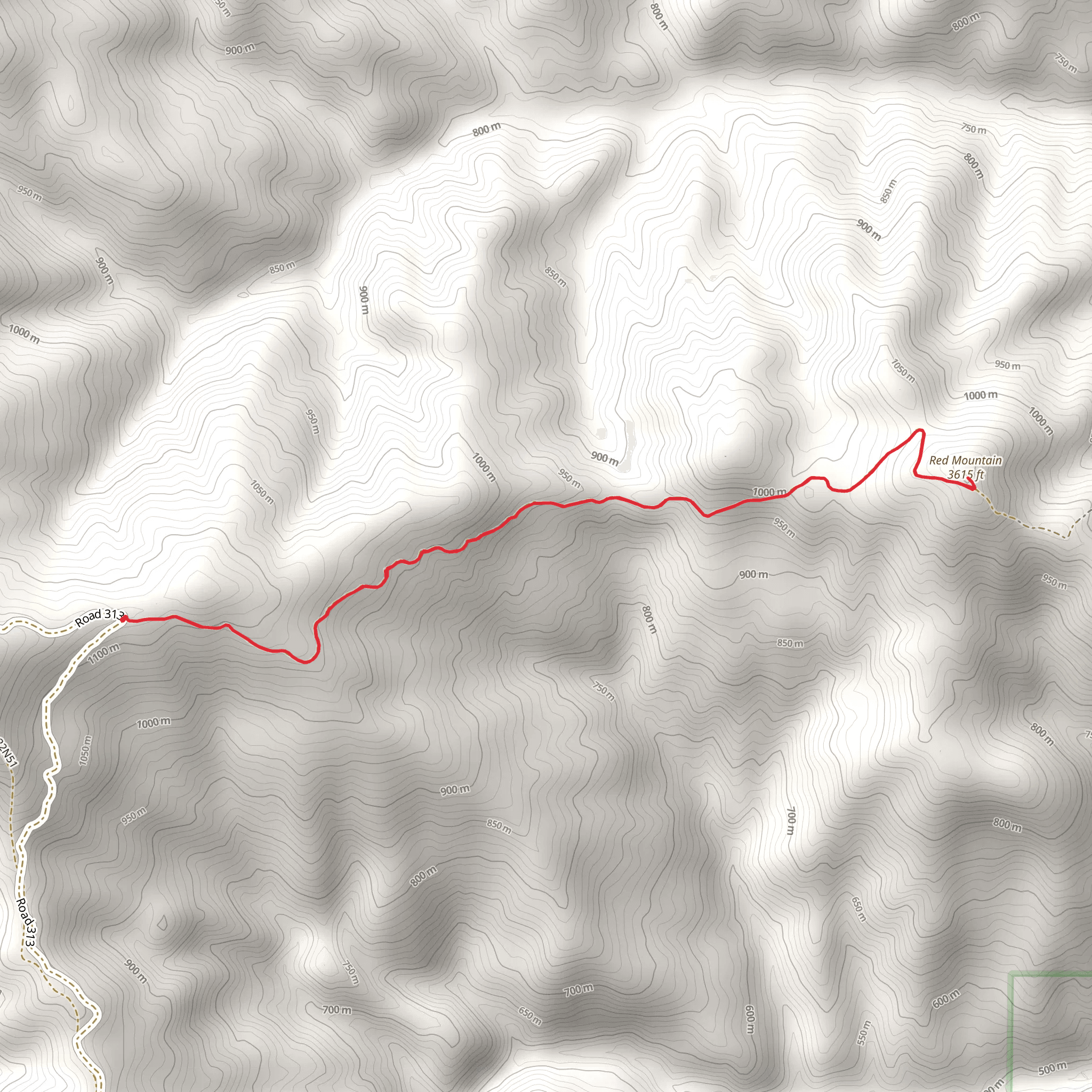Red Mountain Out and Back mobile static map
