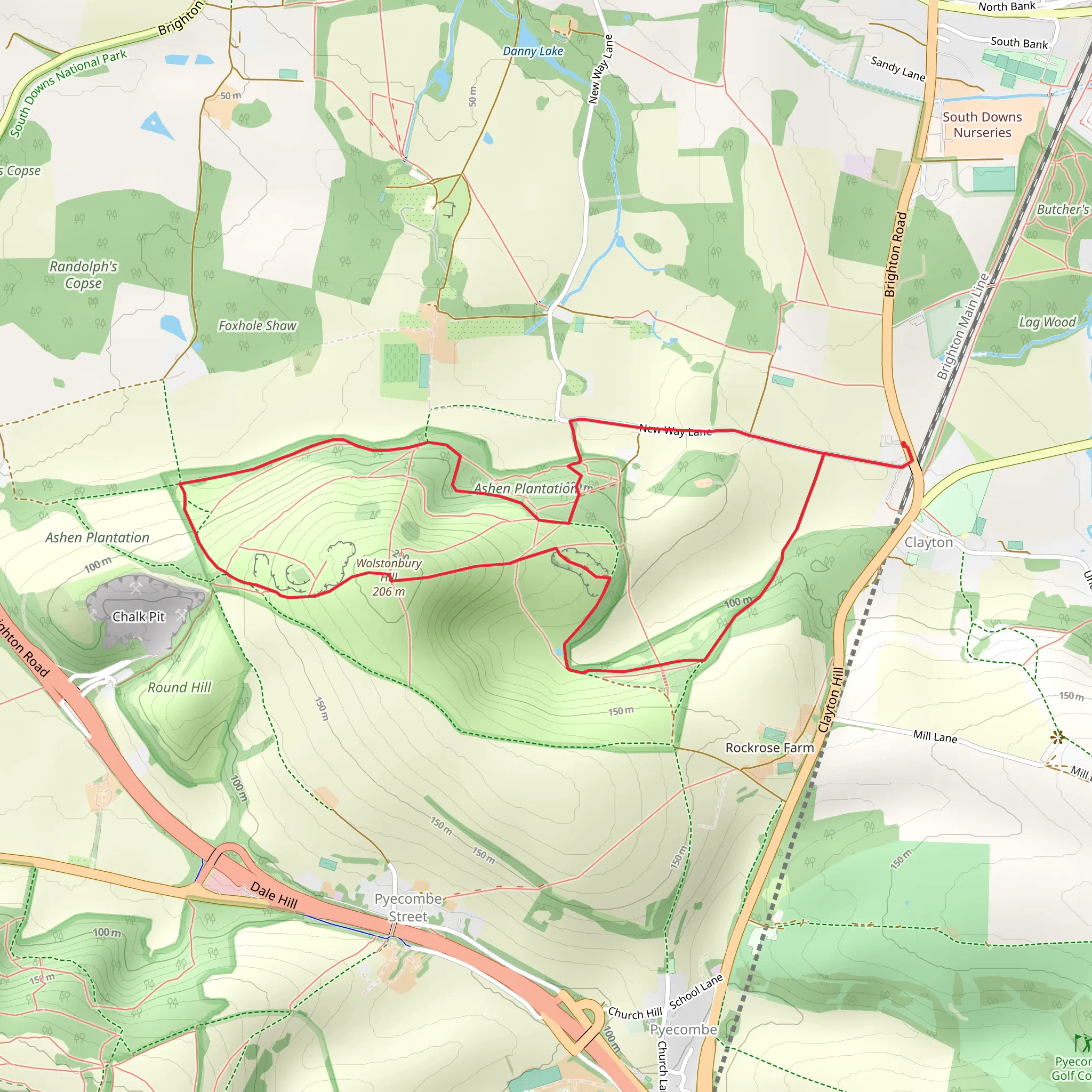 Wolstonbury Hill Loop mobile static map