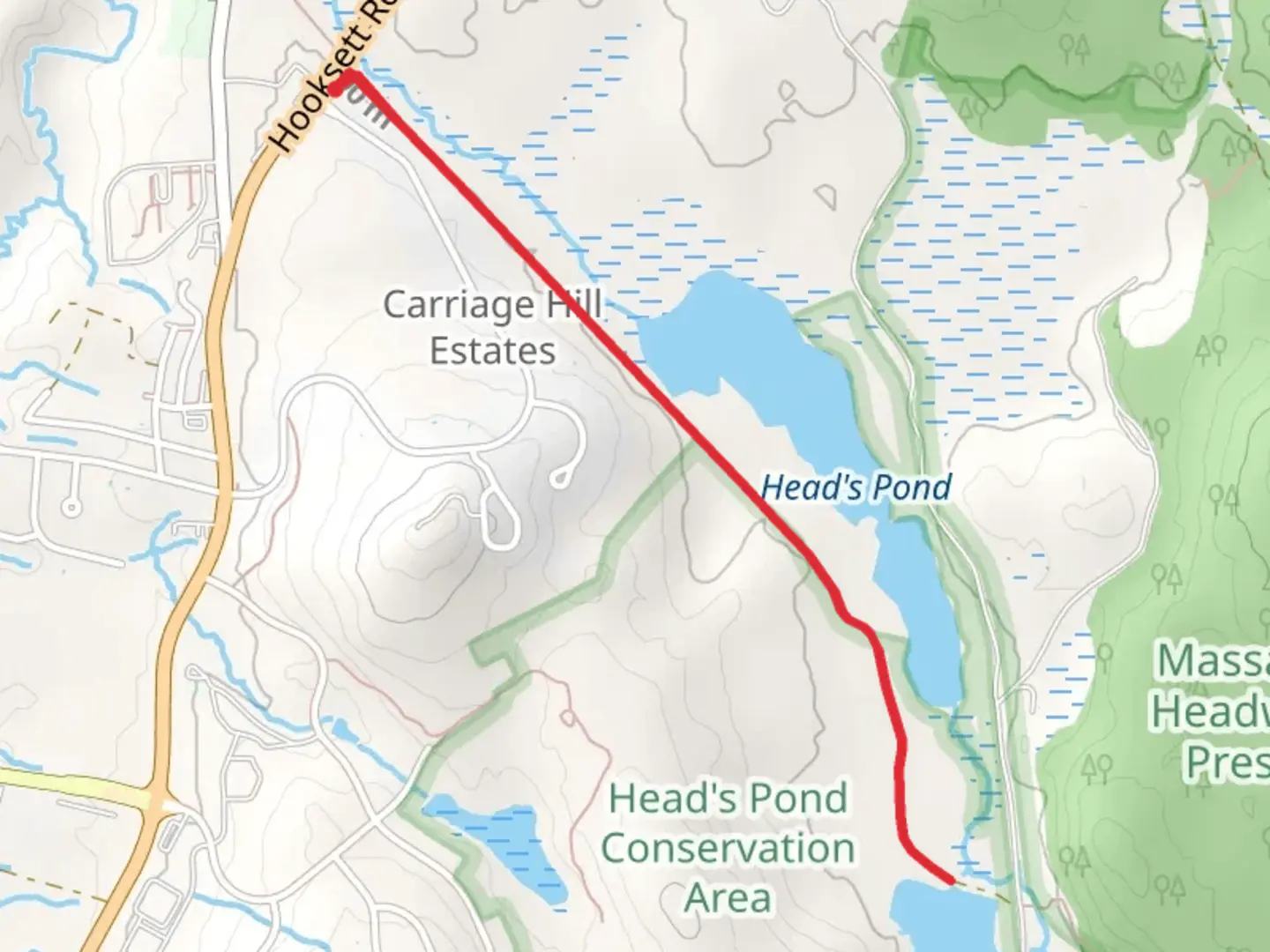 An image depicting the trail Heads Pond Trail and its surrounding area.