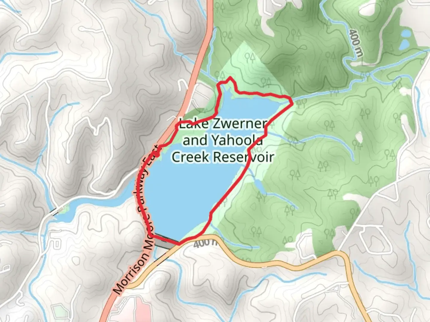 An image depicting the trail Lake Zwerner Loop and its surrounding area.