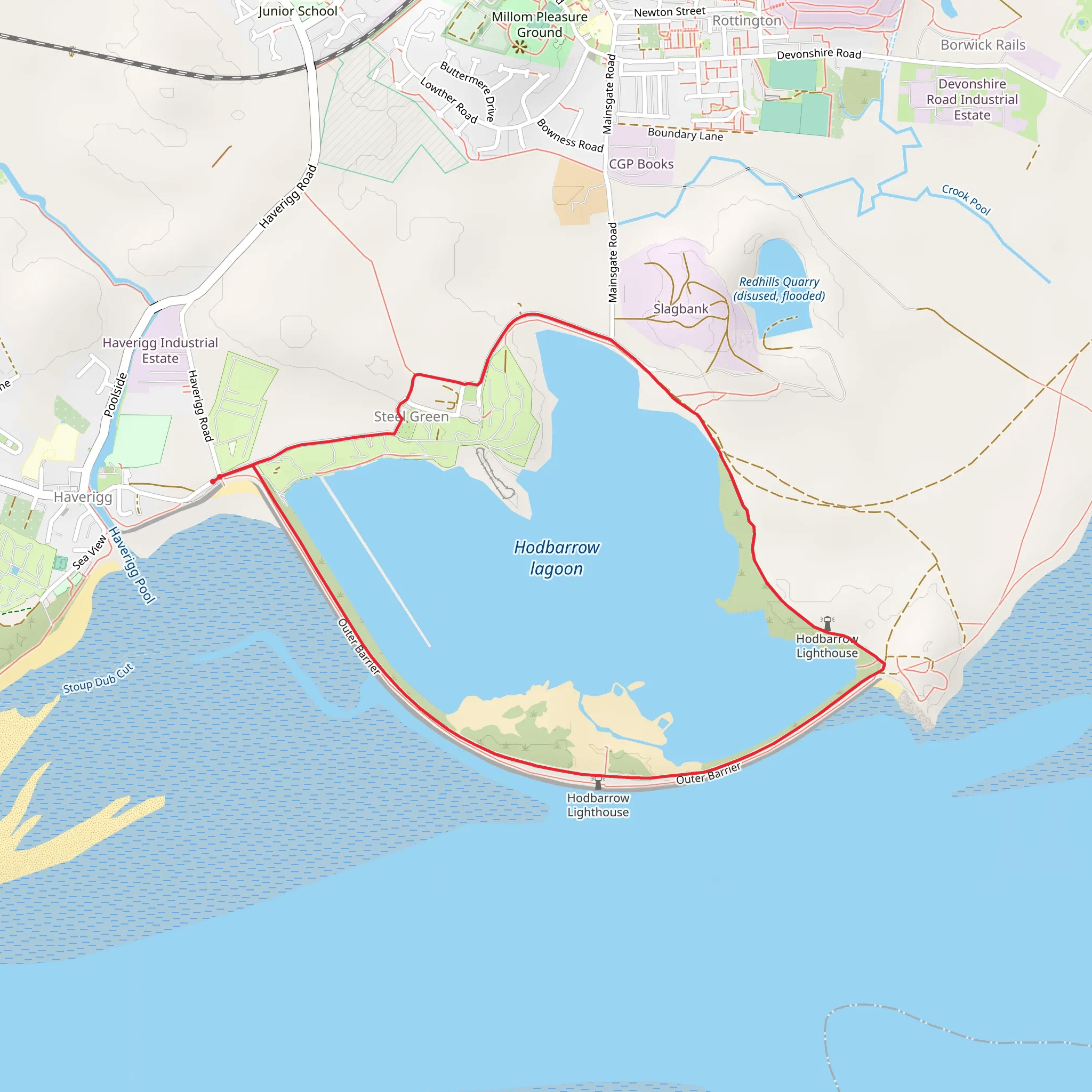 Hodbarrow Lagoon Loop mobile static map