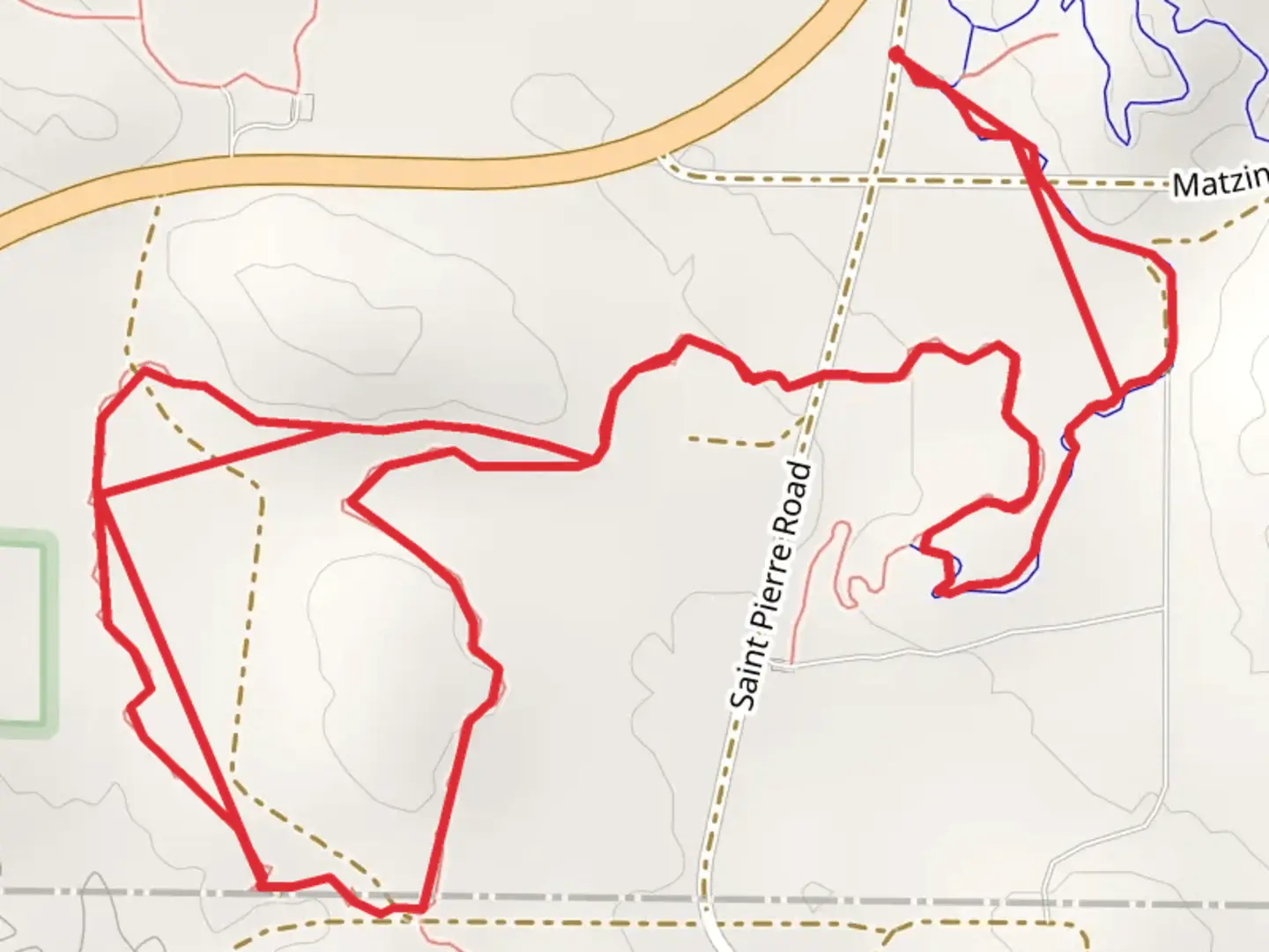 An image depicting the trail Saint Pierre Road Loop and its surrounding area.
