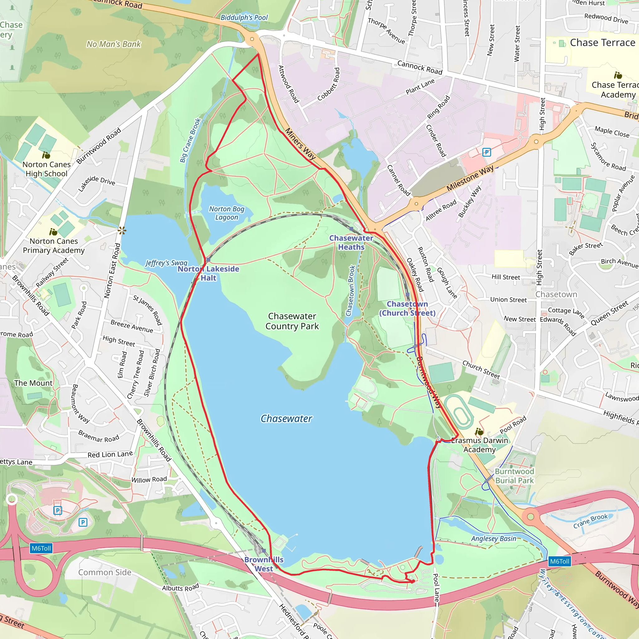 Chasewater Country Park Loop mobile static map