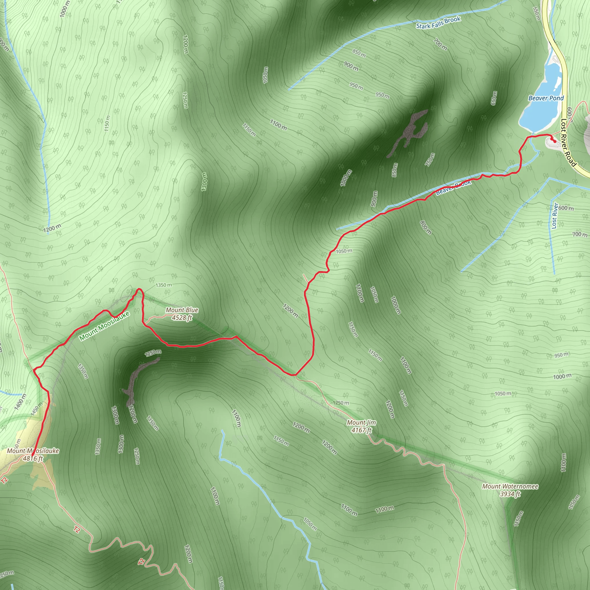 Mount Moosilauke via Beaver Brook Trail mobile static map