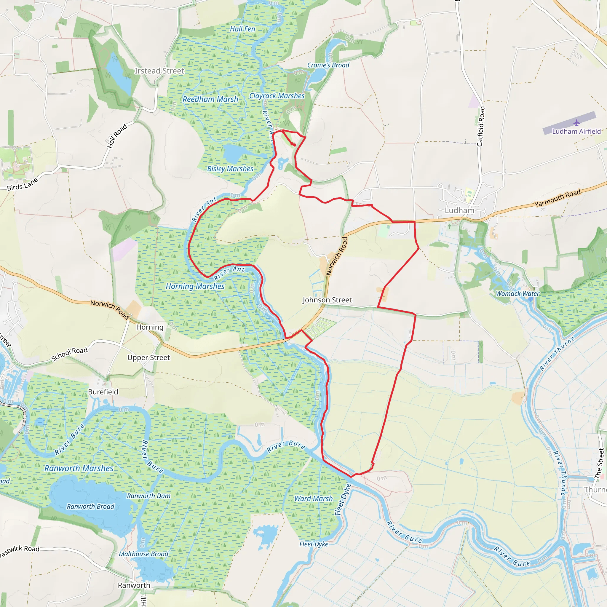How Hill to St Benet's Abbey Walk mobile static map