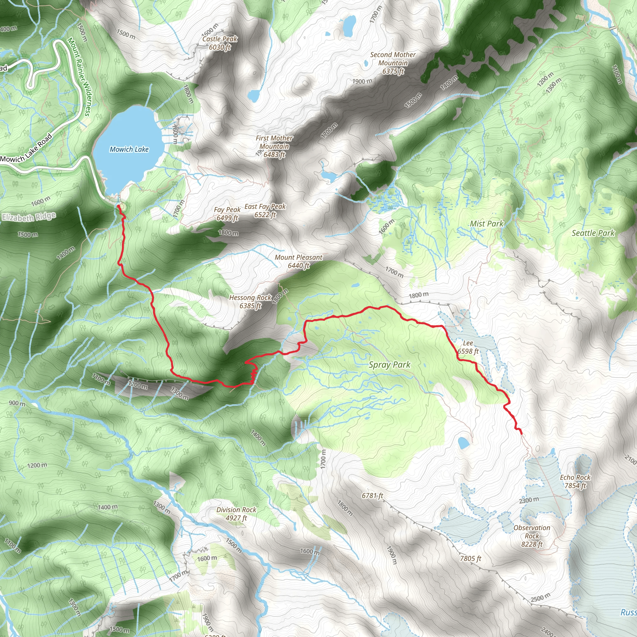Lee via Wonderland Trail mobile static map