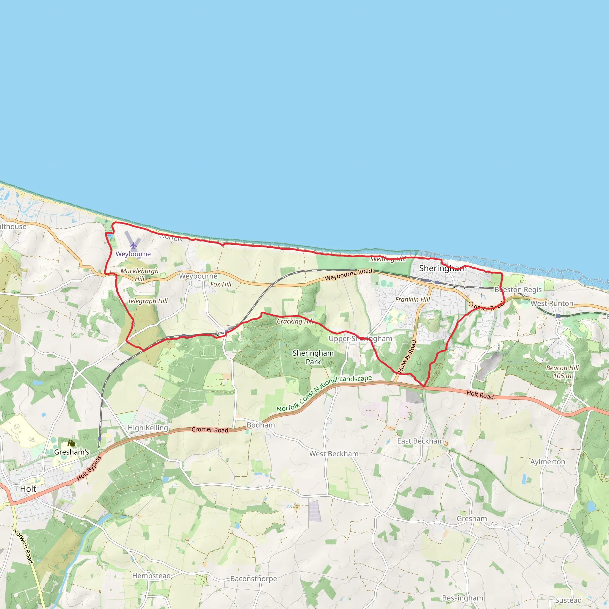 Sheringham and Kelling Loop mobile static map