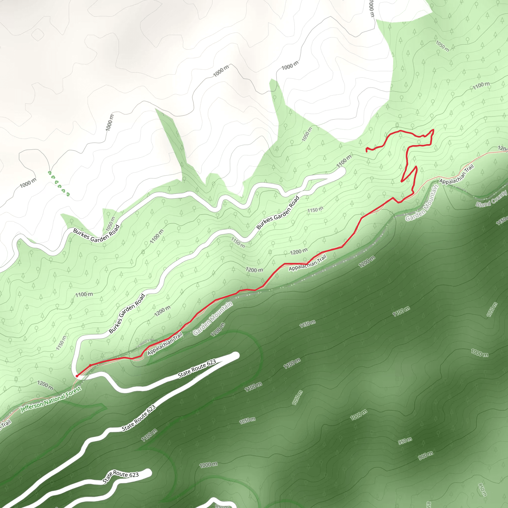 Davis Path Side Trail via Appalachian Trail mobile static map