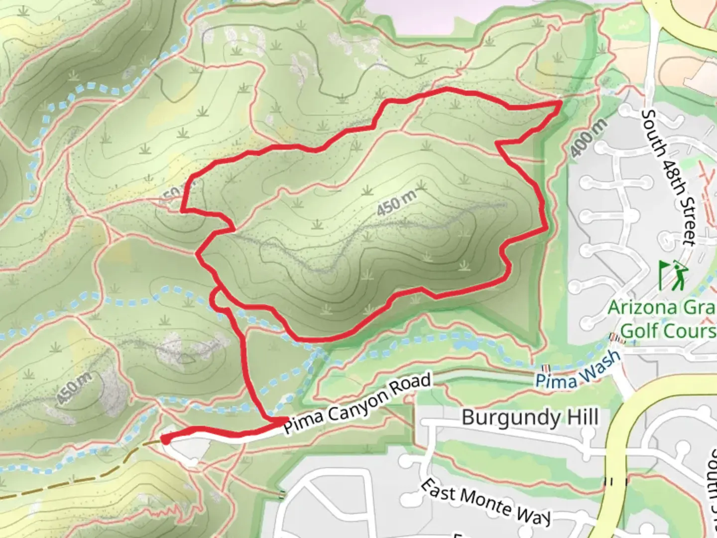 An image depicting the trail Pima East and West Loop Trail and its surrounding area.