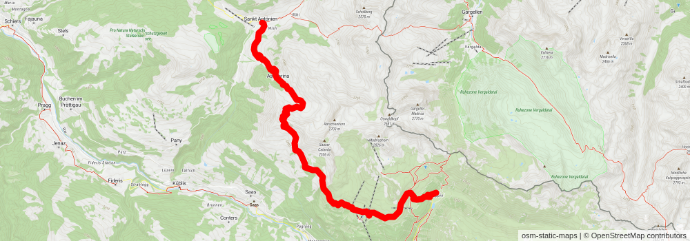 Prättigauer Höhenweg stage 5 Map