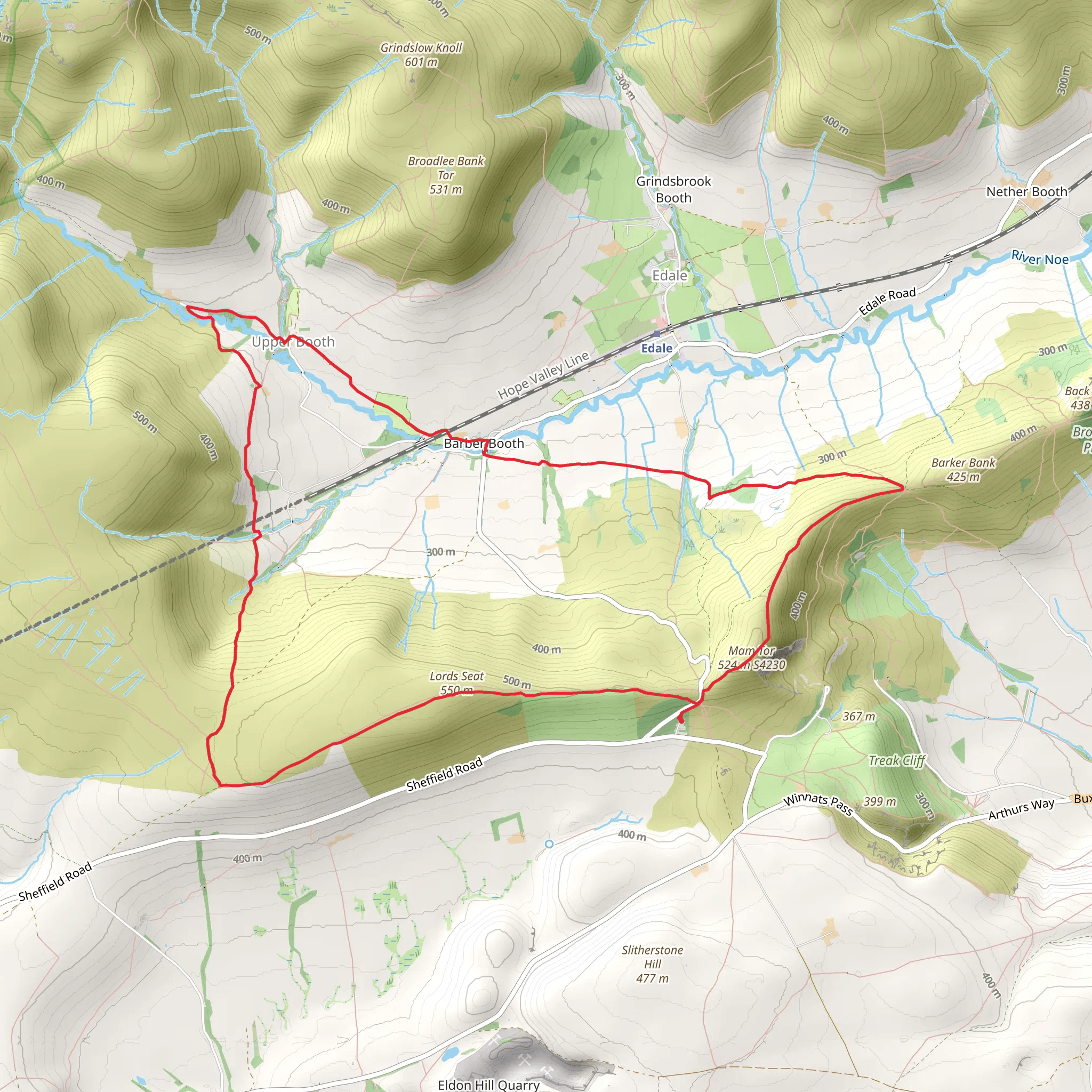 Mam Tor - Upper Booth and Rushup Edge mobile static map