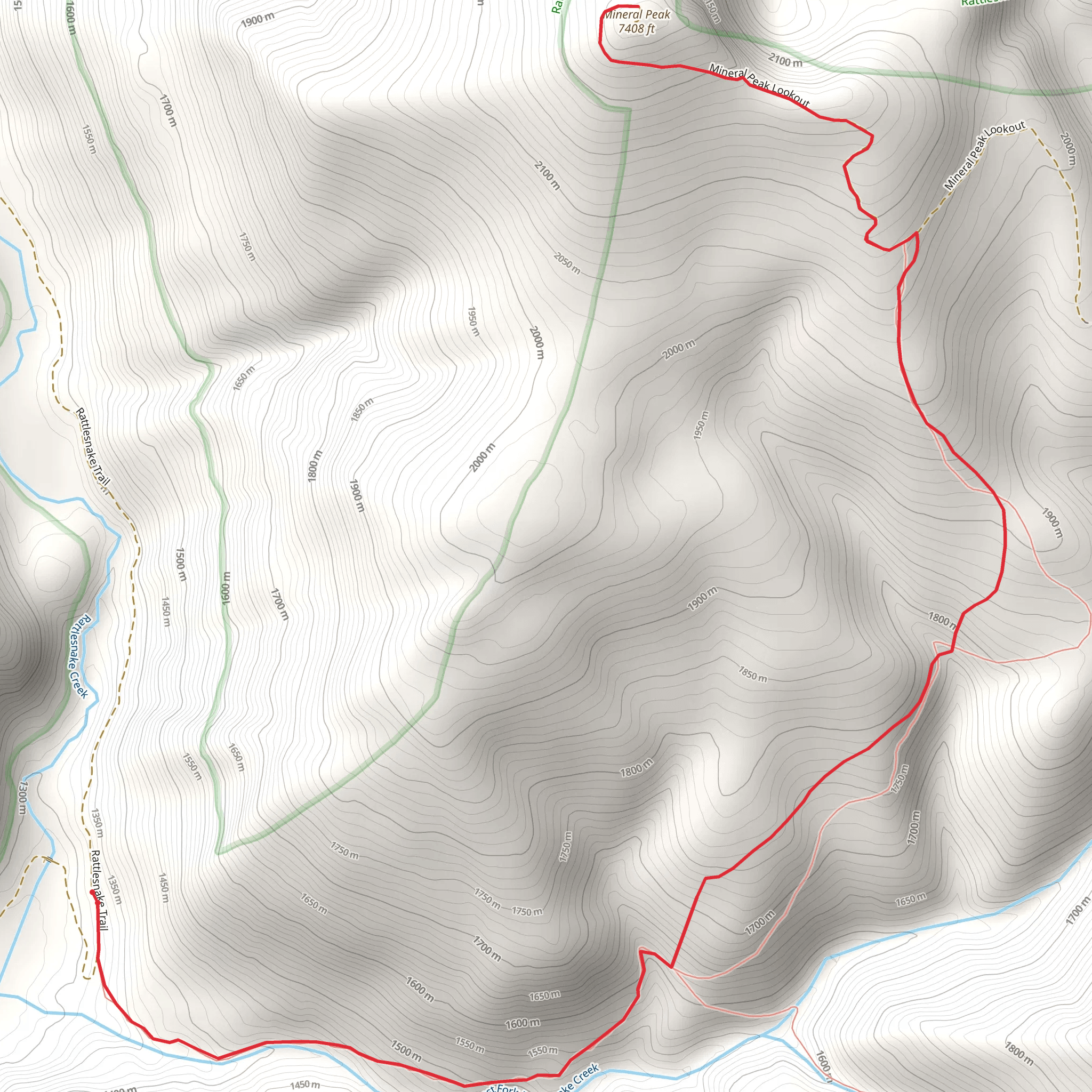 Mineral Peak via East Fork Rattlesnake Creek Trail mobile static map