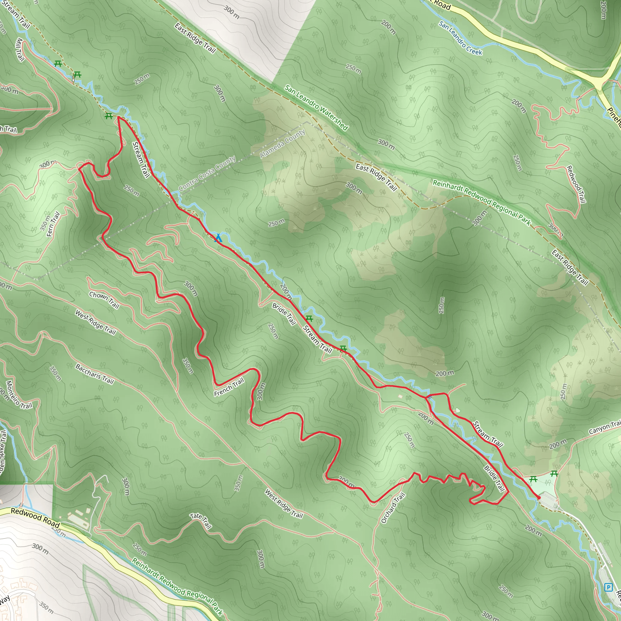 Stream, Fern and French Loop Trail mobile static map