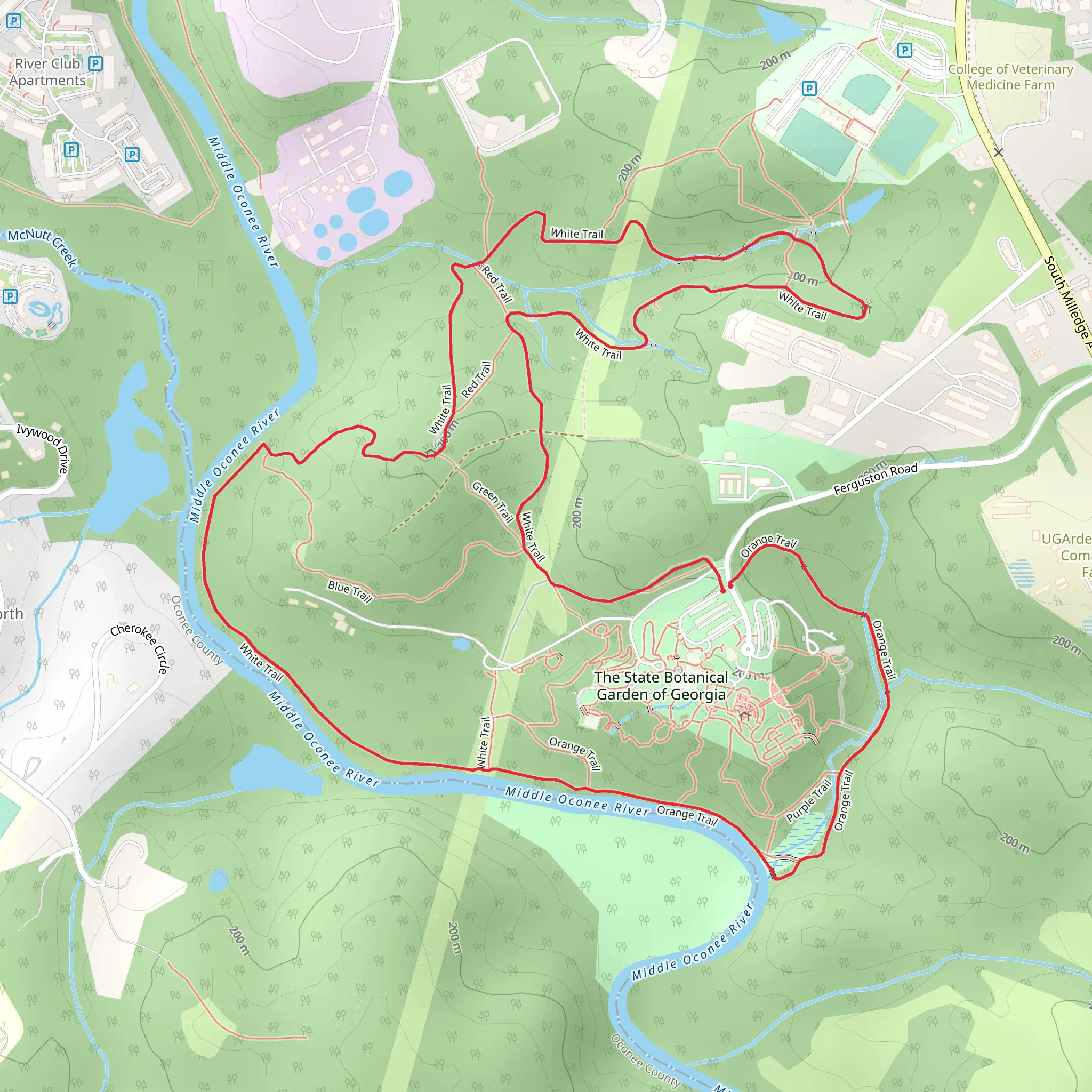 White and Orange Loop Trail - The State Botanical Garden of Georgia mobile static map