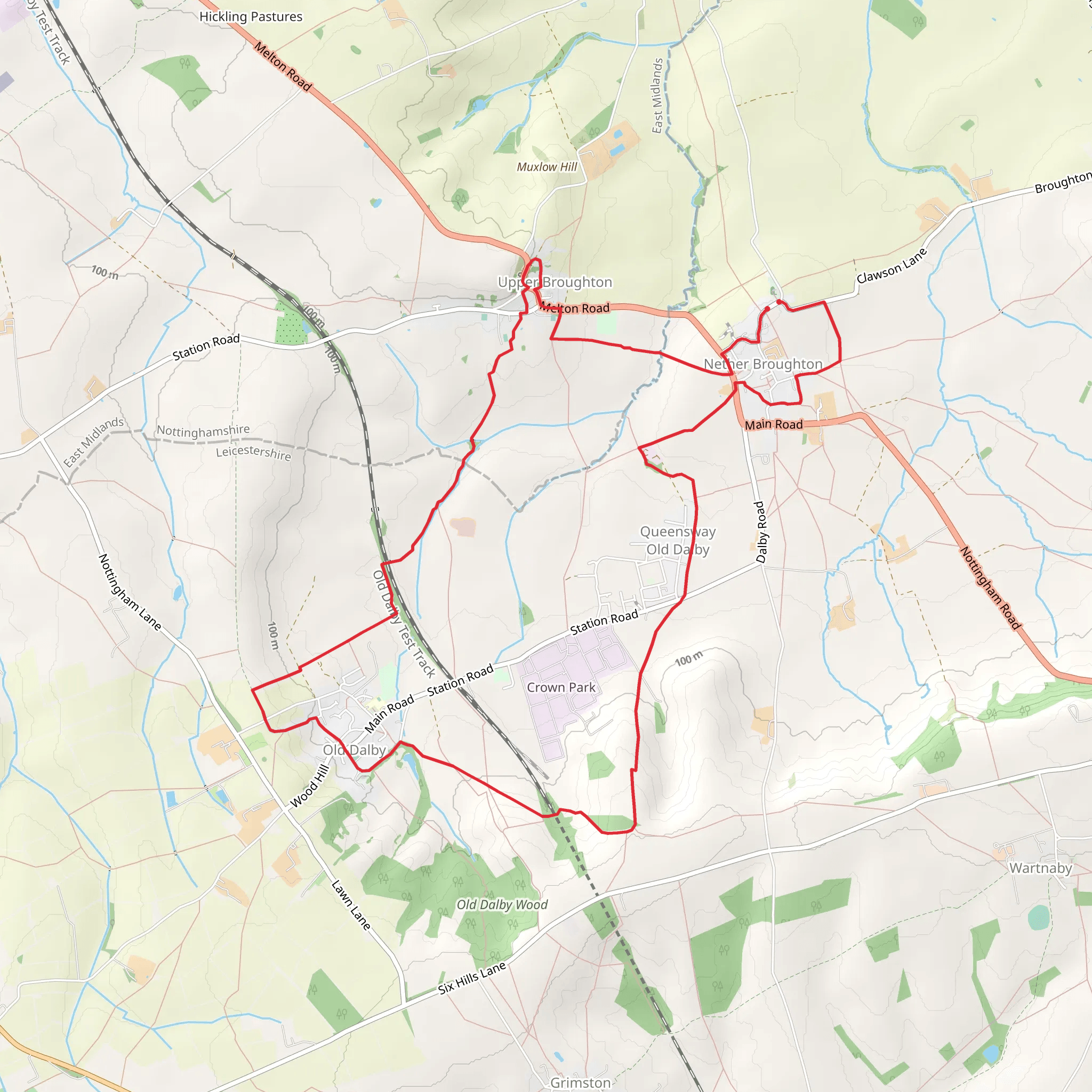 Nether Broughton - Queensway Old Dalby - Old Dalby and Upper Broughton mobile static map