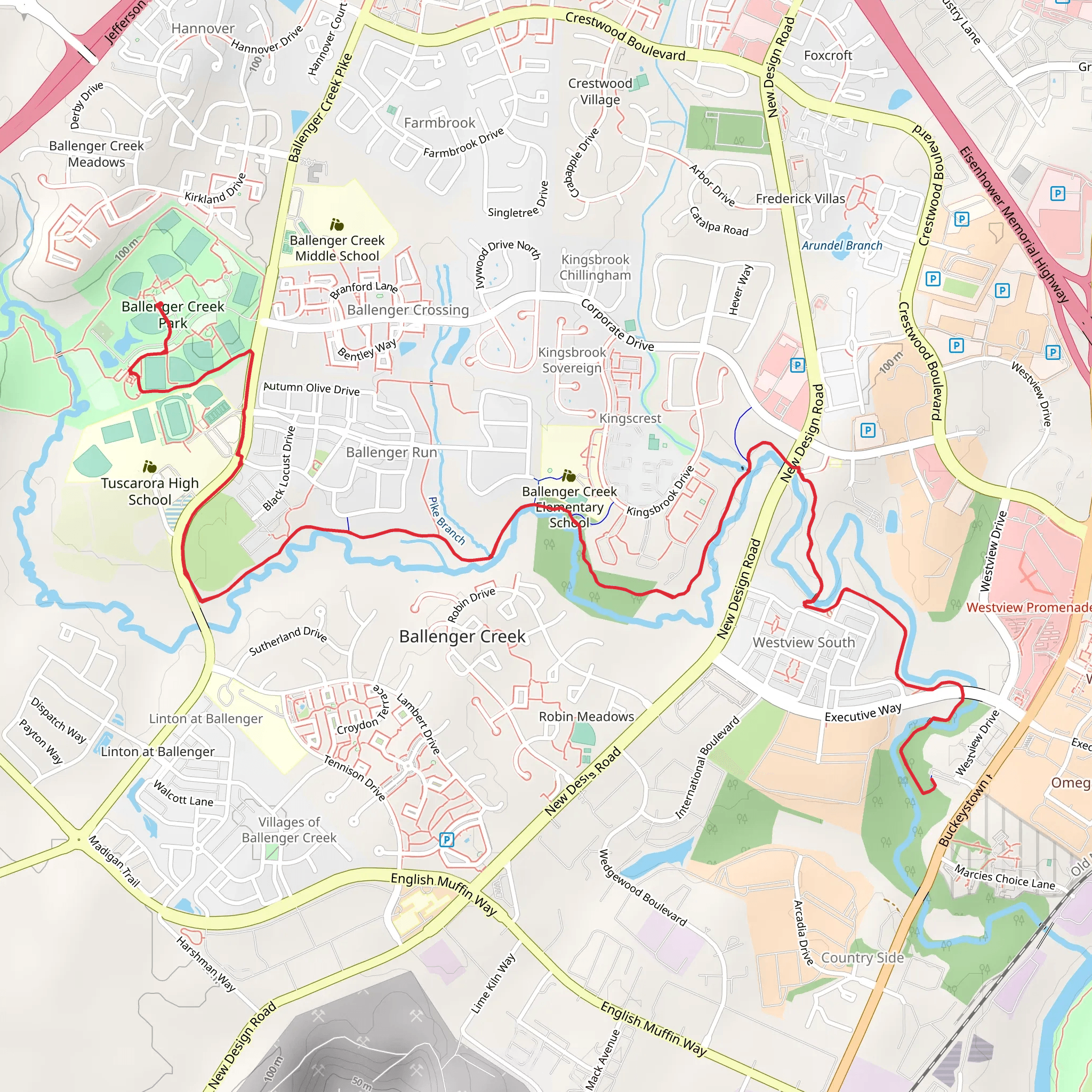 Ballenger Creek Trail mobile static map
