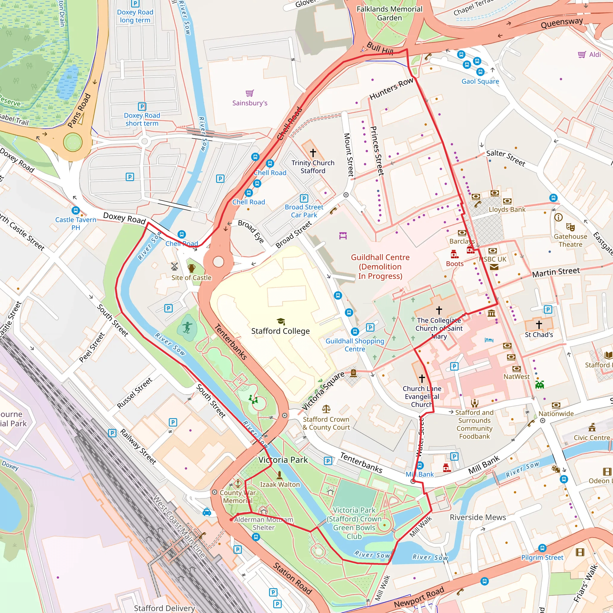 Stafford - A Town Centre Stroll mobile static map