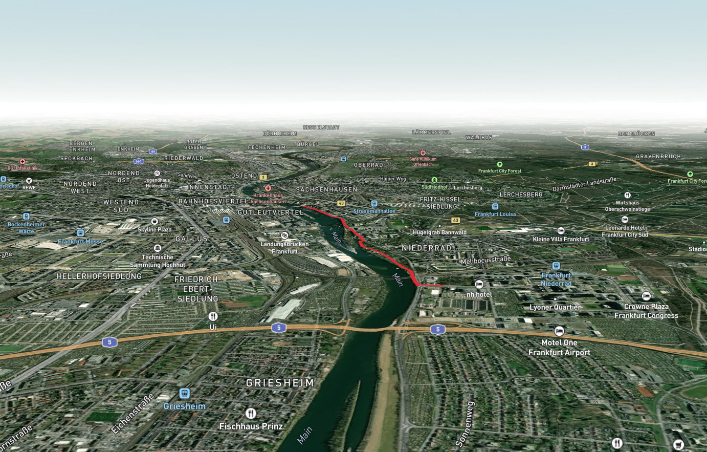 Mainuferpark Walk via Mainfeldstraße