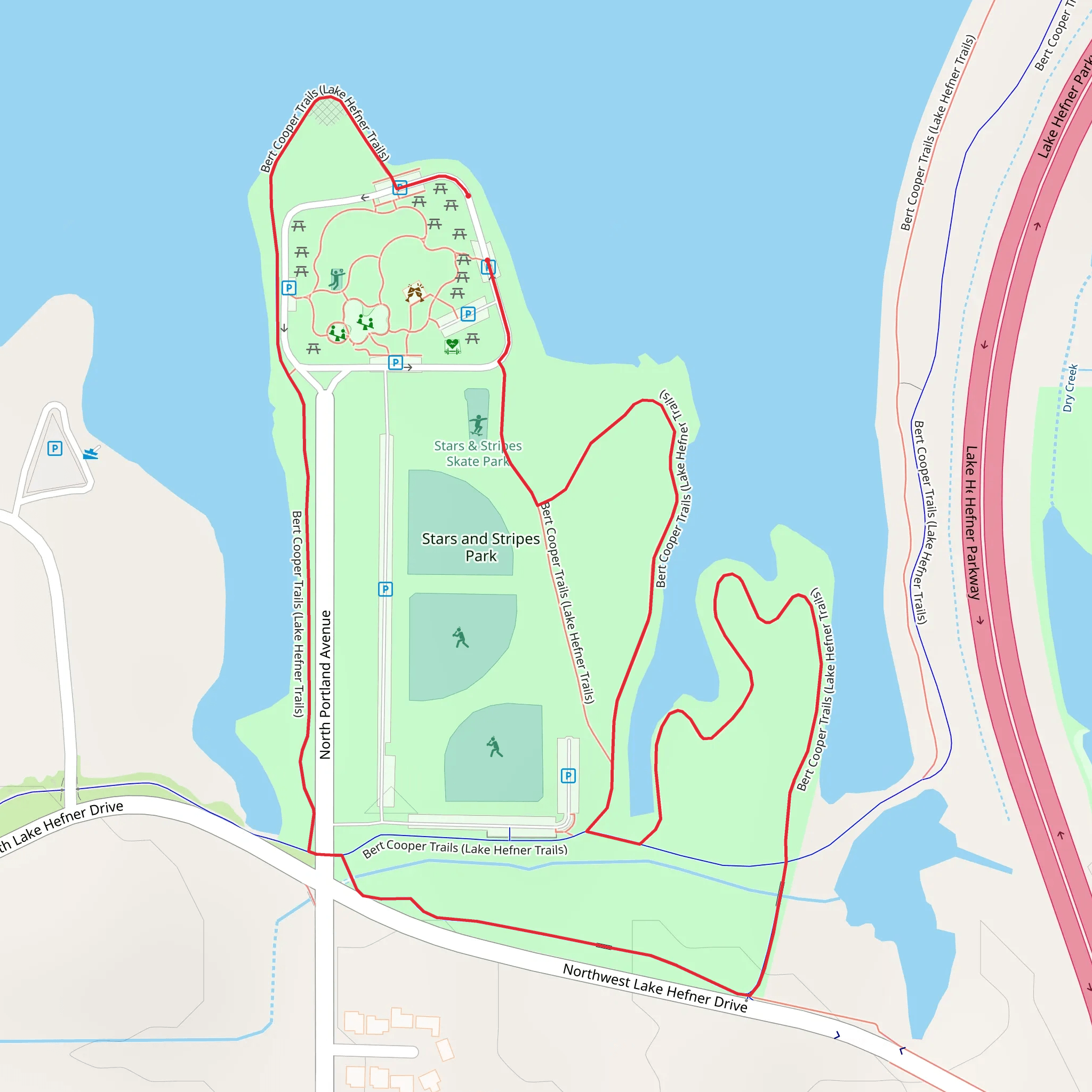 Stars and Stripes Park Loop mobile static map