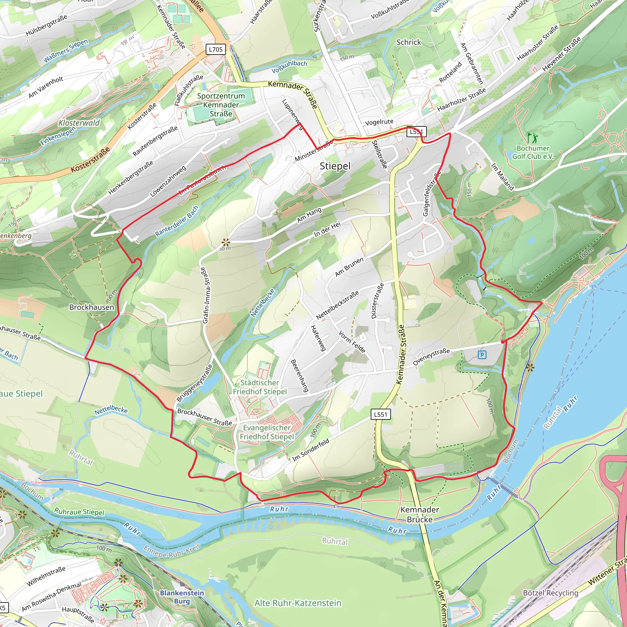 Stiepel Circular Walk mobile static map