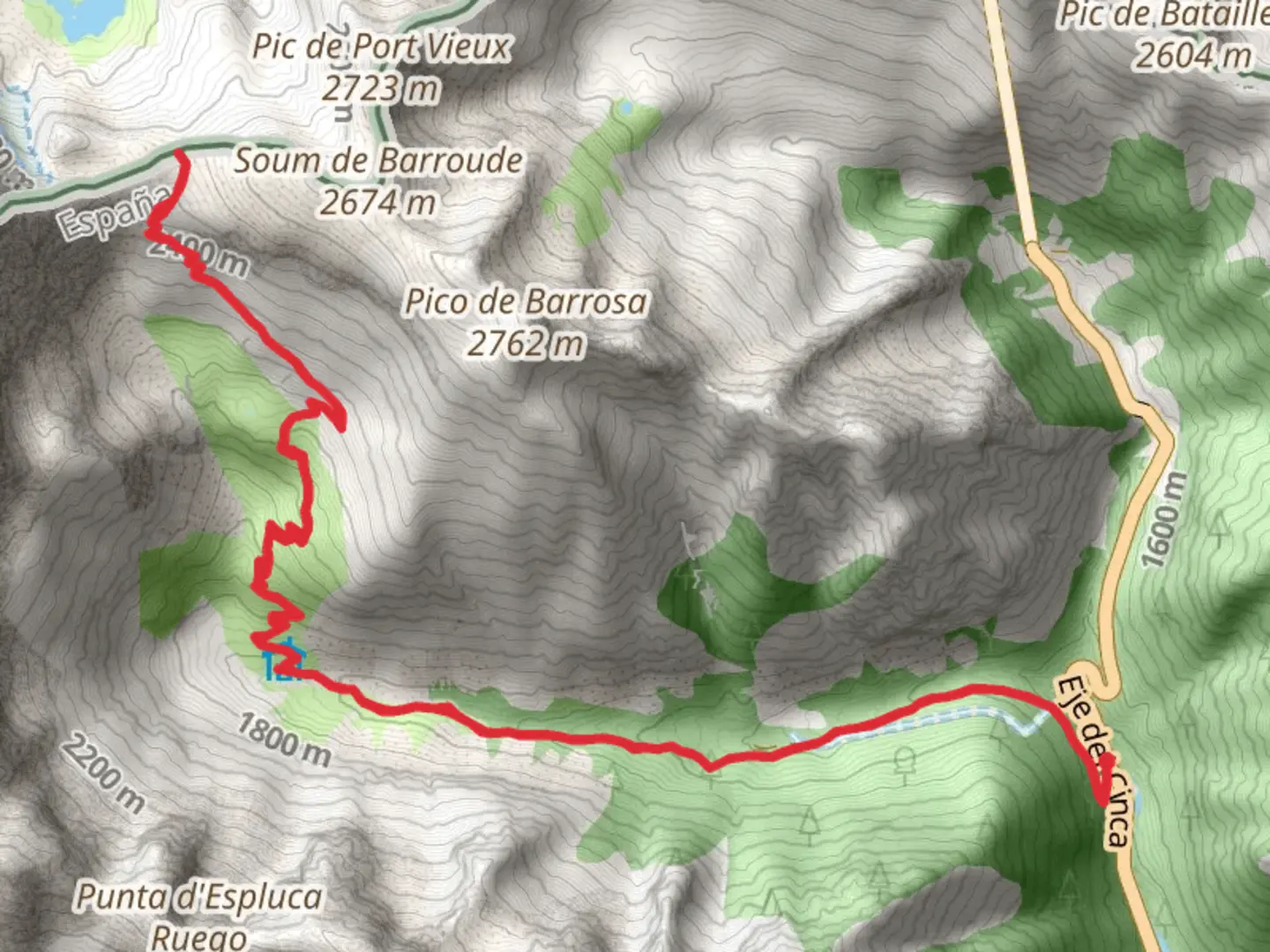 An image depicting the trail Hospital of Parzán - Puerto de Barrosa PR HU 187 and its surrounding area.