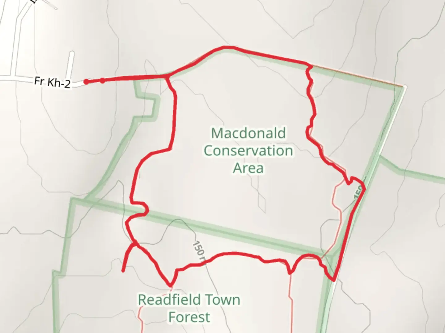 An image depicting the trail Jones Brook from Fr Kh-2 and its surrounding area.