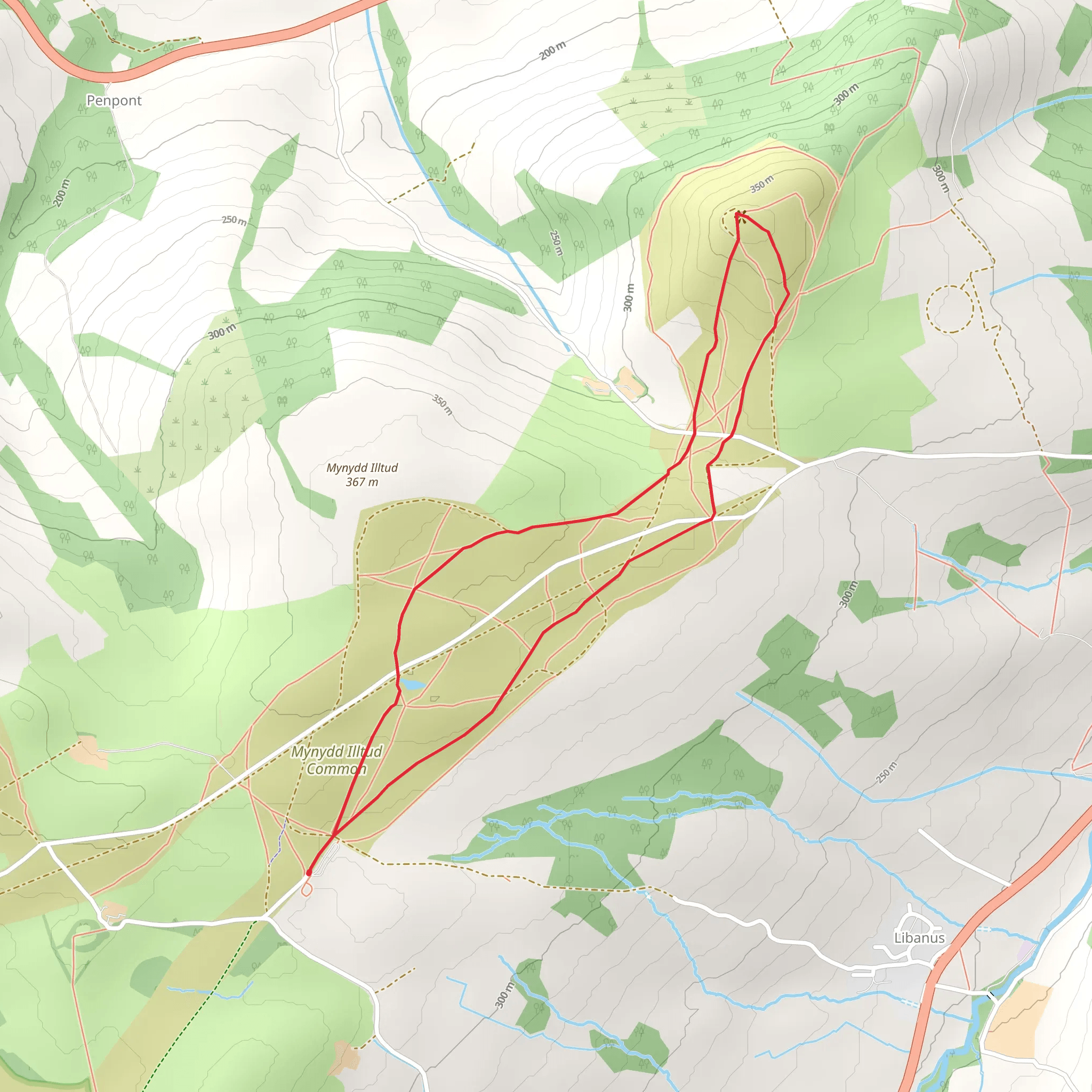 Mynydd Illtud Common Loop mobile static map