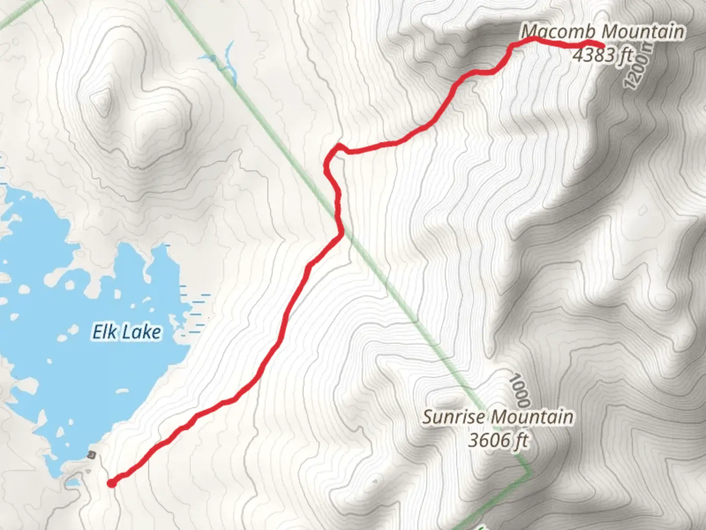 An image depicting the trail Macomb Mountain from Elk Lake Road Out and Back and its surrounding area.