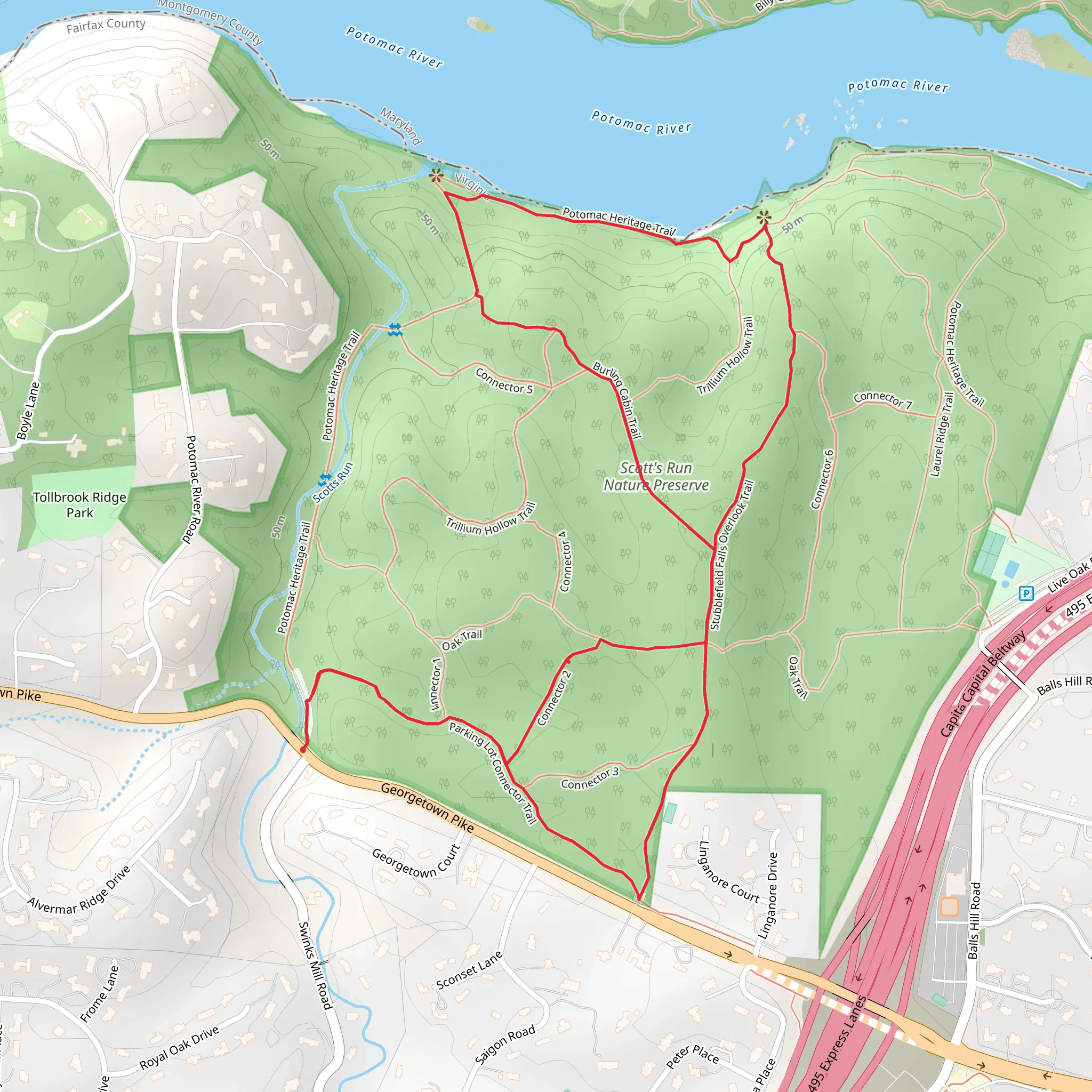 Stubblefield Falls Overlook - Oak Trail mobile static map