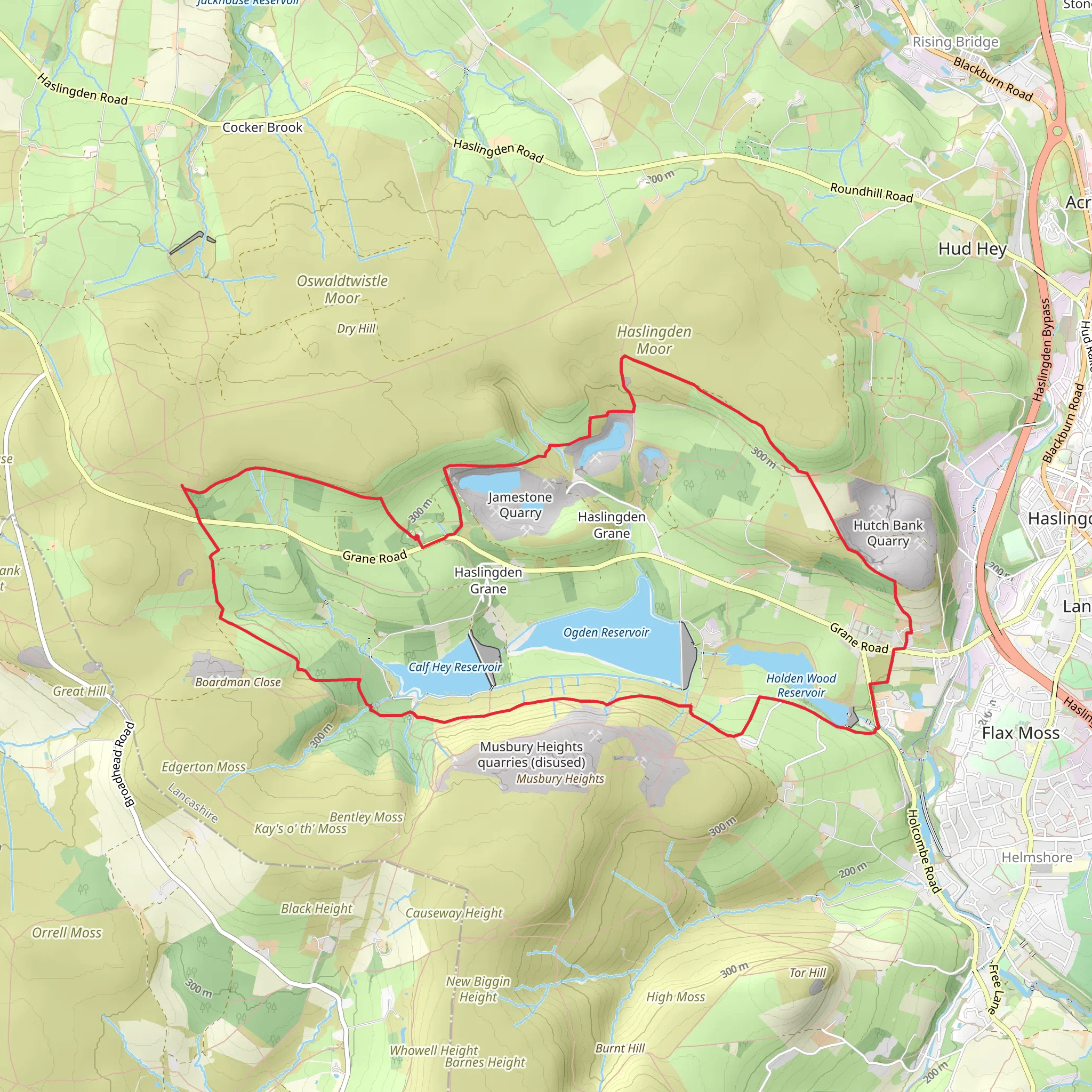 Calf Hey - Ogden and Holden Wood Reservoirs mobile static map