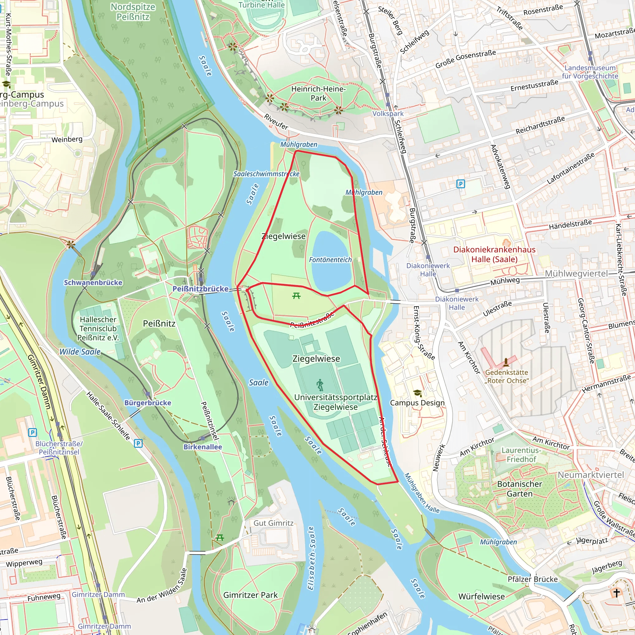 Ziegelwiese Park Loop mobile static map