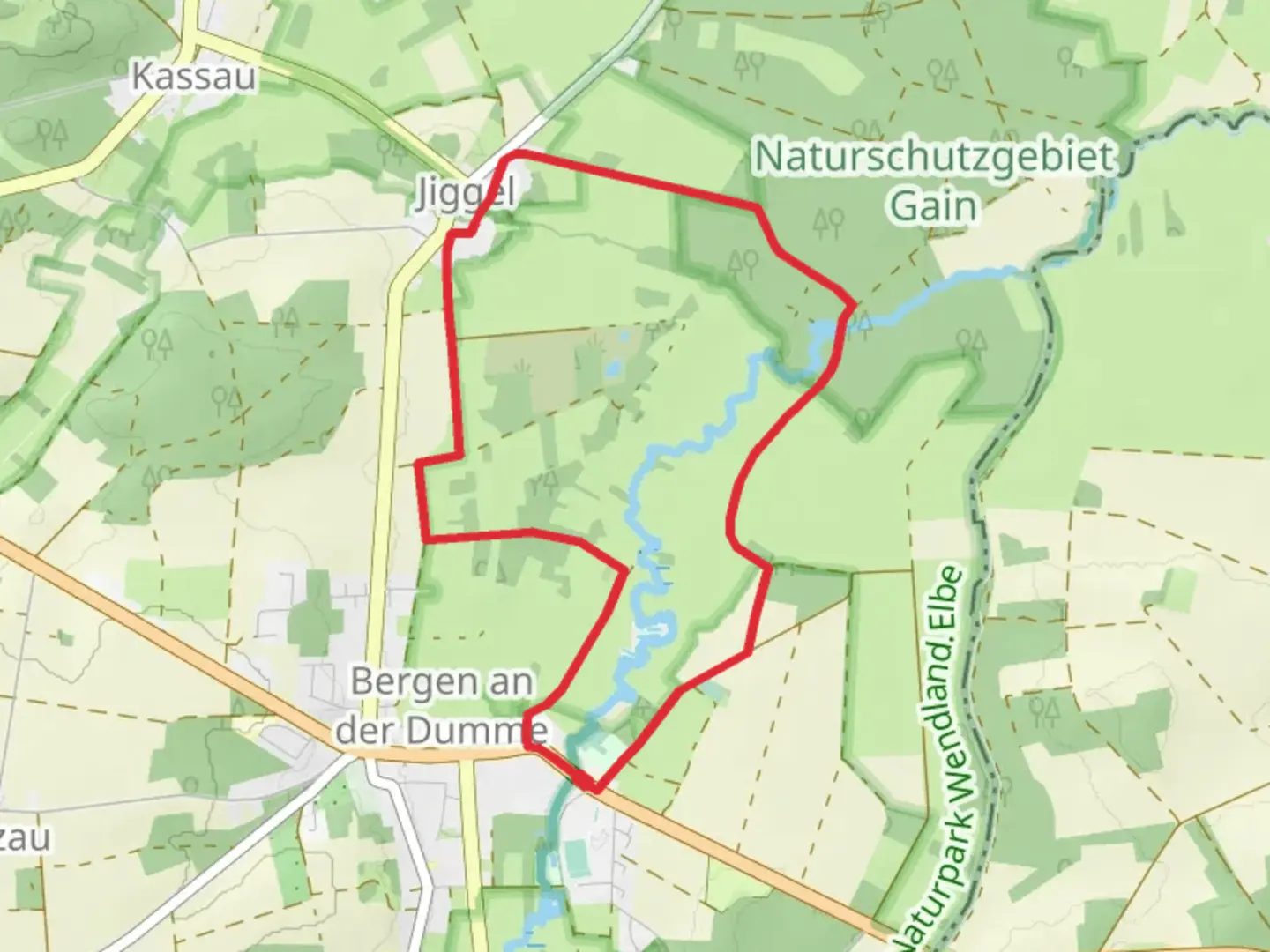 An image depicting the trail Naturschutz Loop - JIggel and its surrounding area.