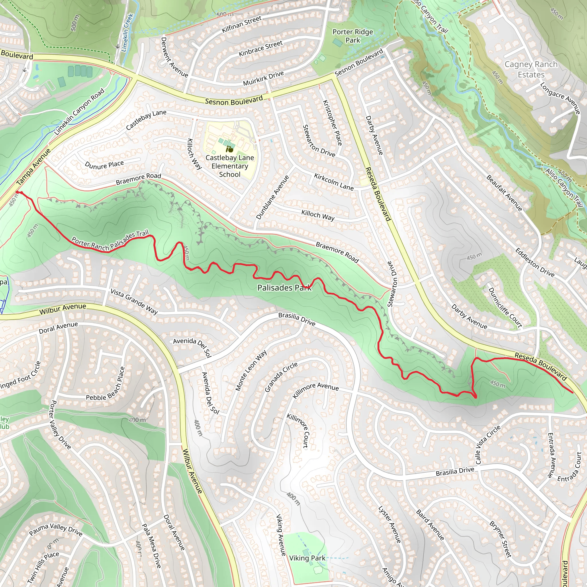 Palisades Park - Porter Ranch Palisades Trail mobile static map