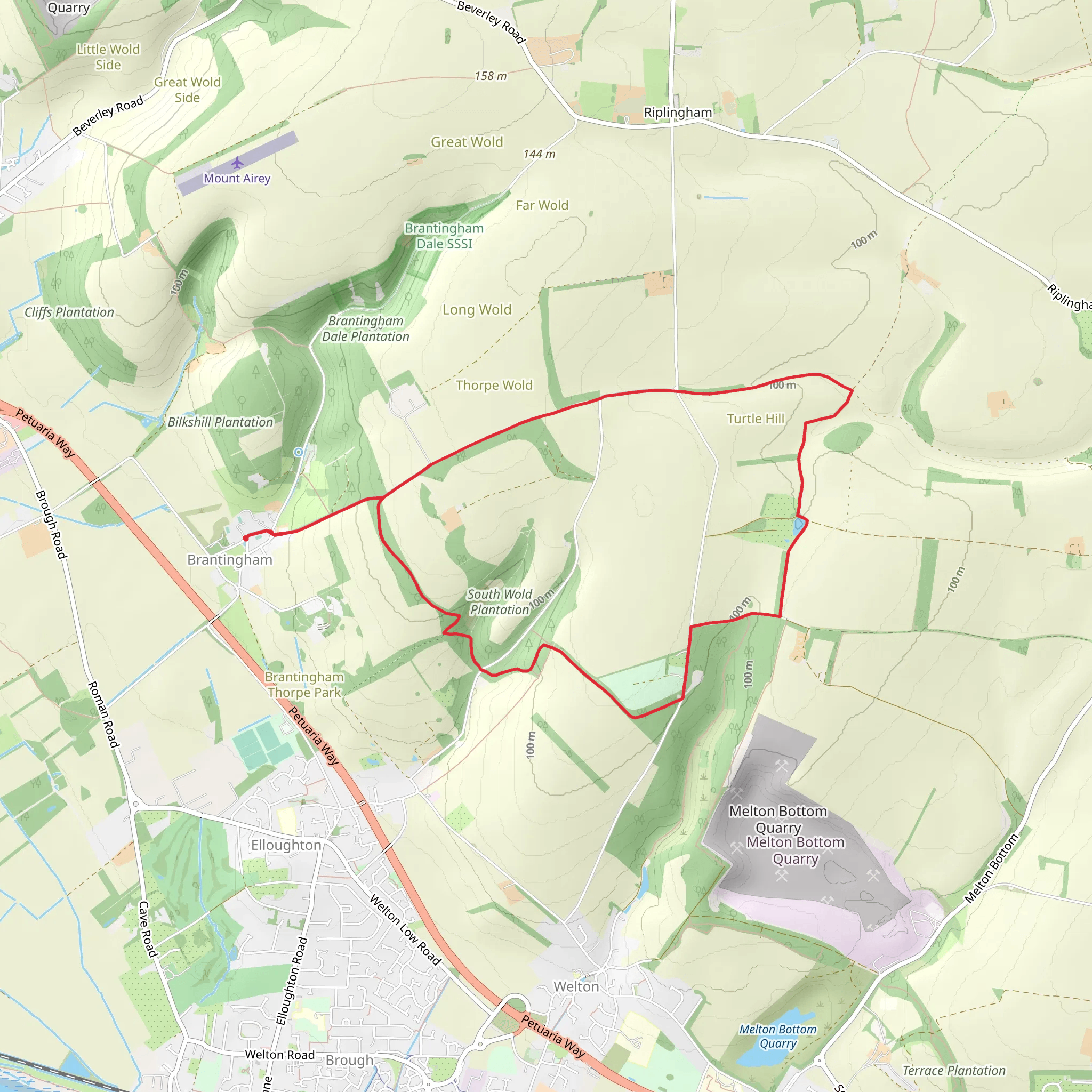Brantingham - Elloughton Dale - Wauldby Dam and Turtle Hill mobile static map