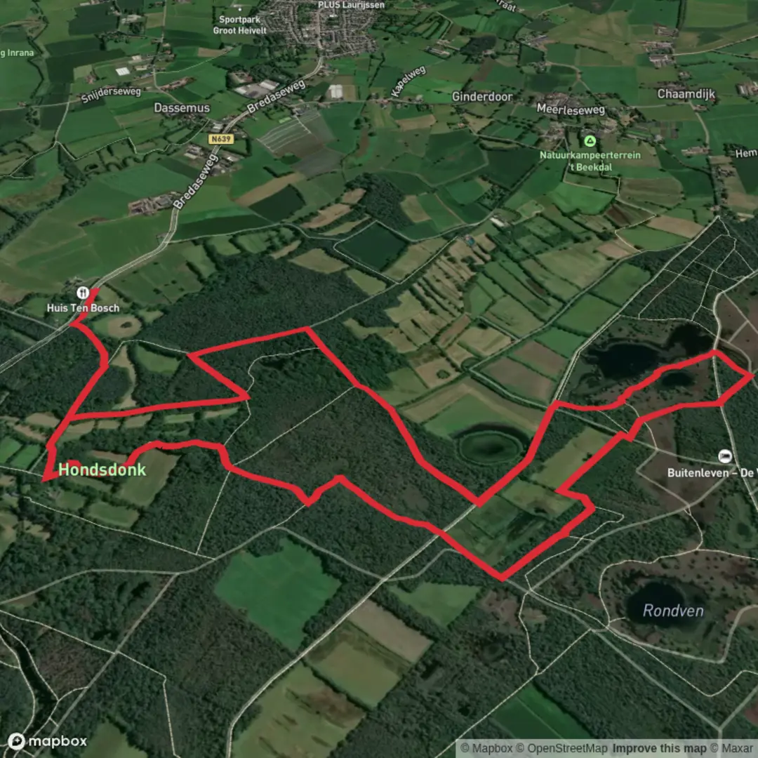 An image depicting the trail Langven and Strijbeekse Loop and its surrounding area.