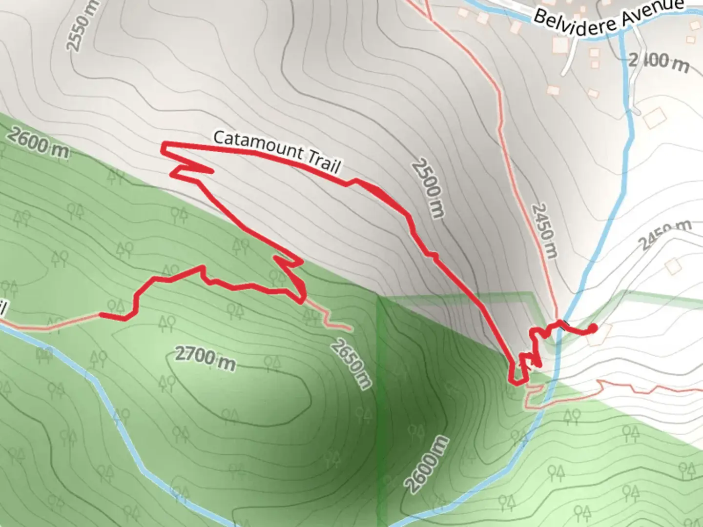 An image depicting the trail Catamount Trail - Short and its surrounding area.