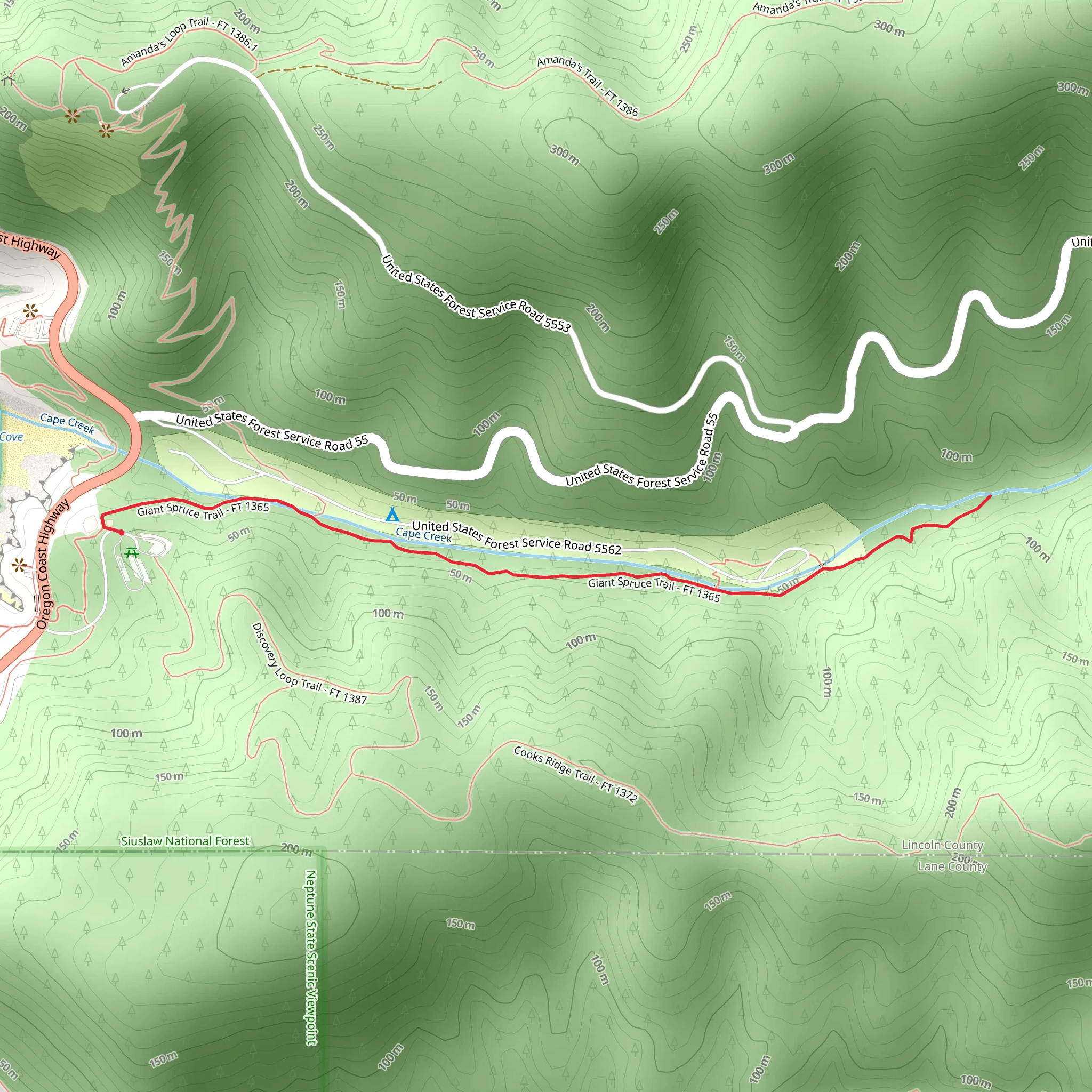 Giant Spruce Trail - Cape Cove mobile static map