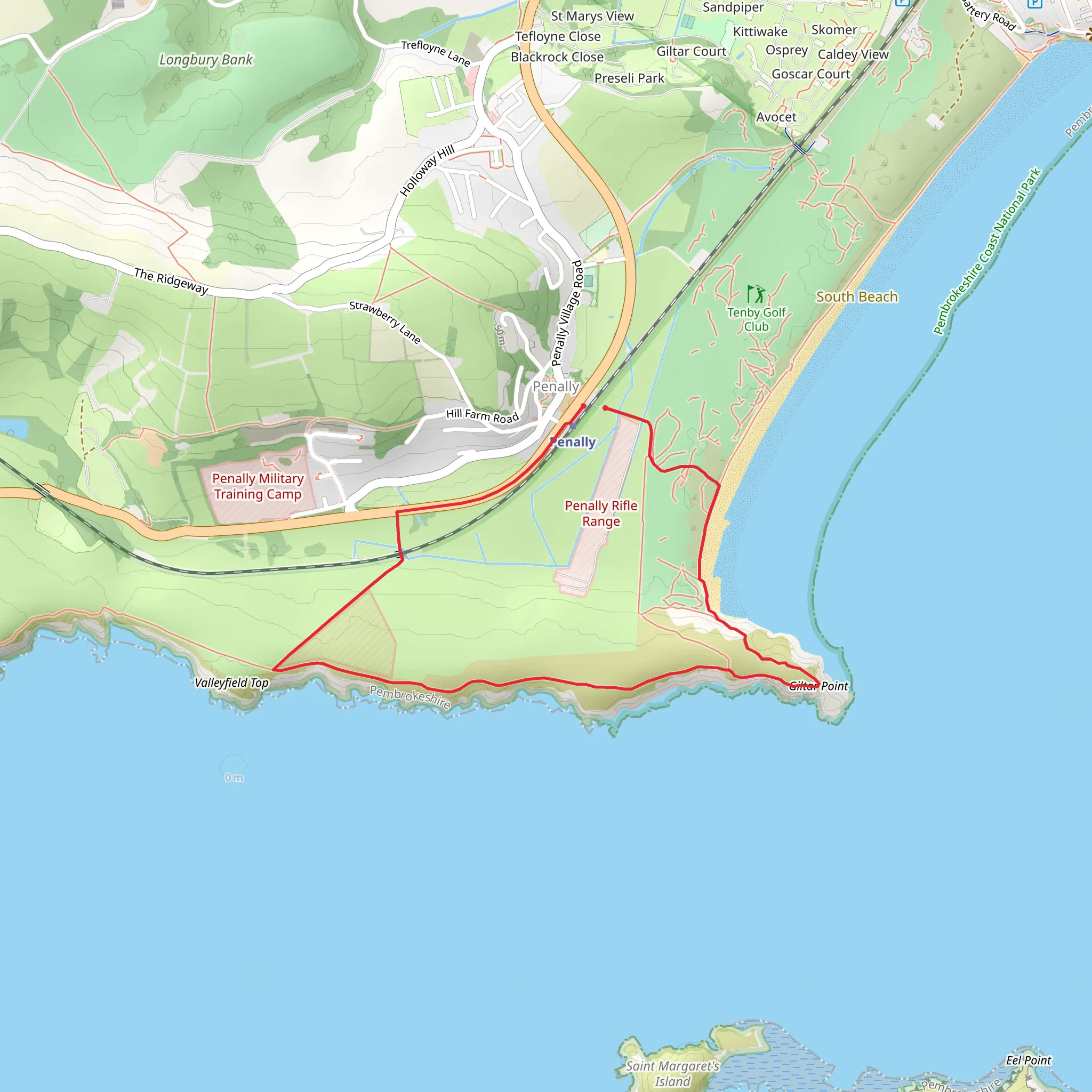 Penally Cliffs mobile static map