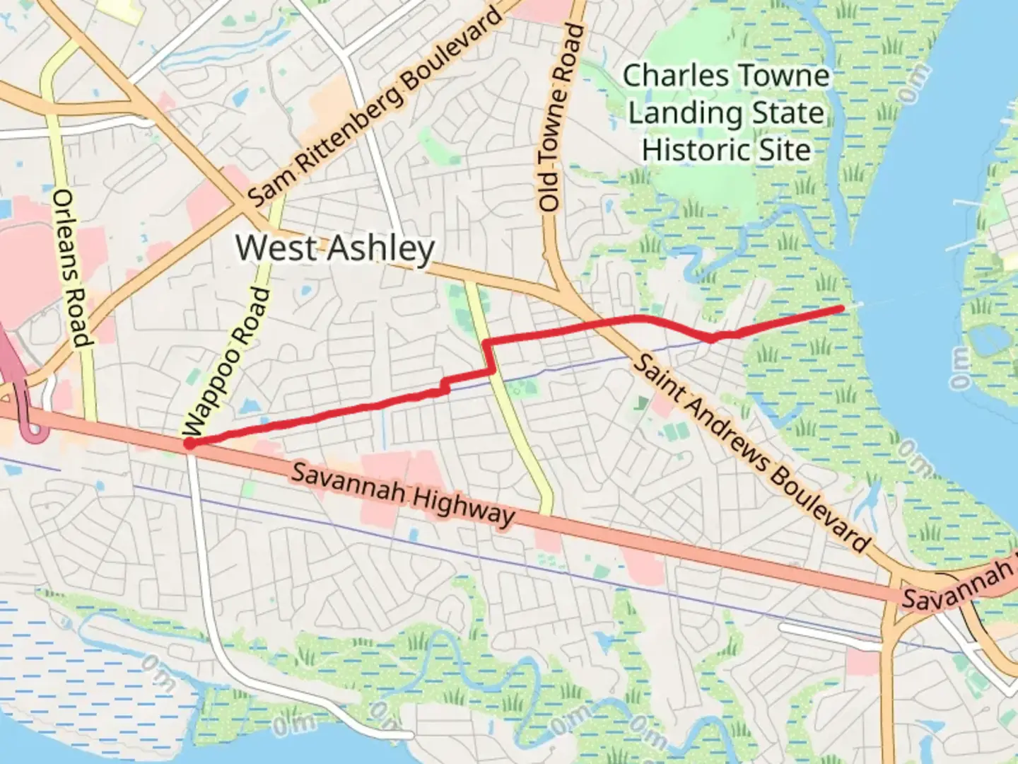 An image depicting the trail West Ashley Way and its surrounding area.