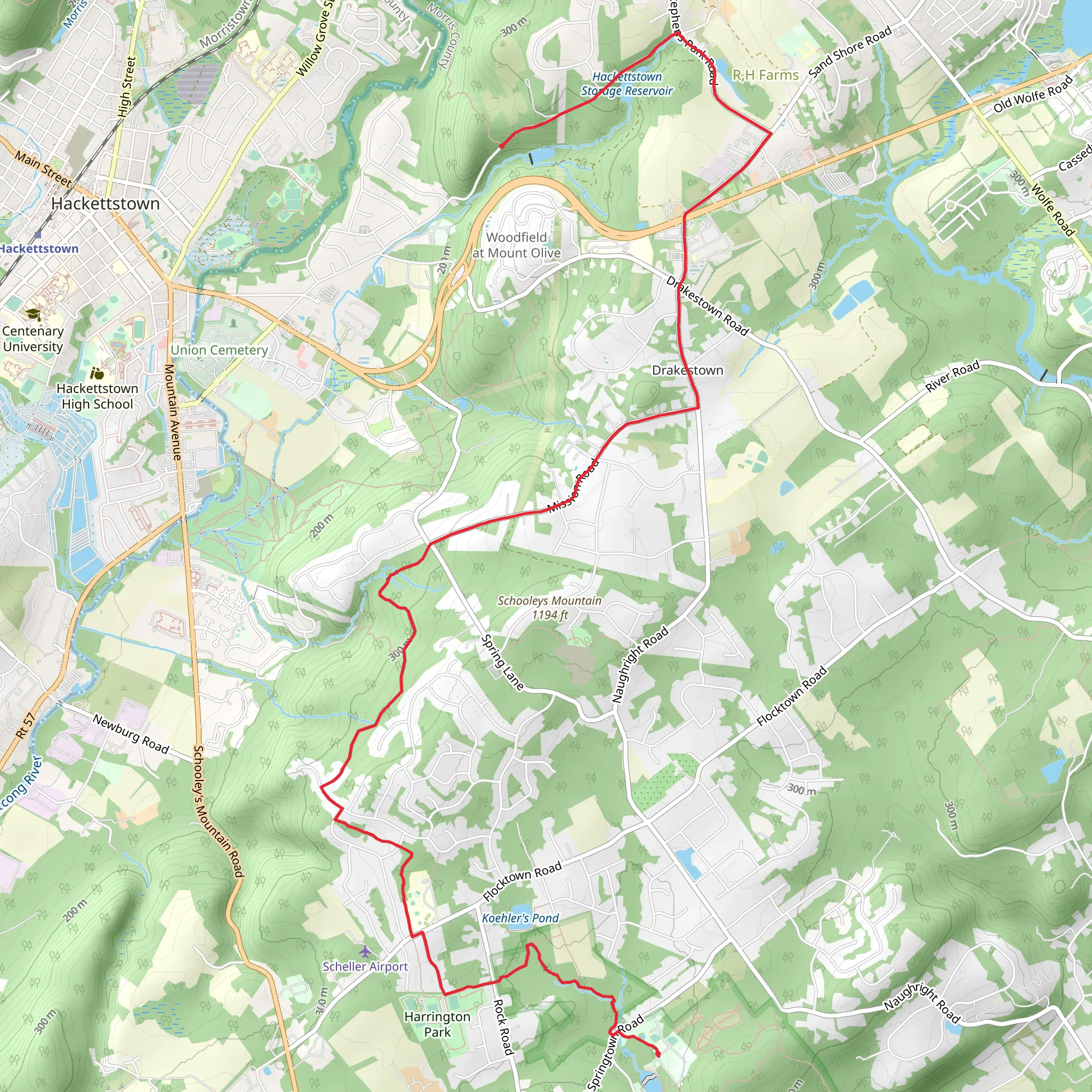 Hackettstown Storage Reservoir via Highlands Trail mobile static map